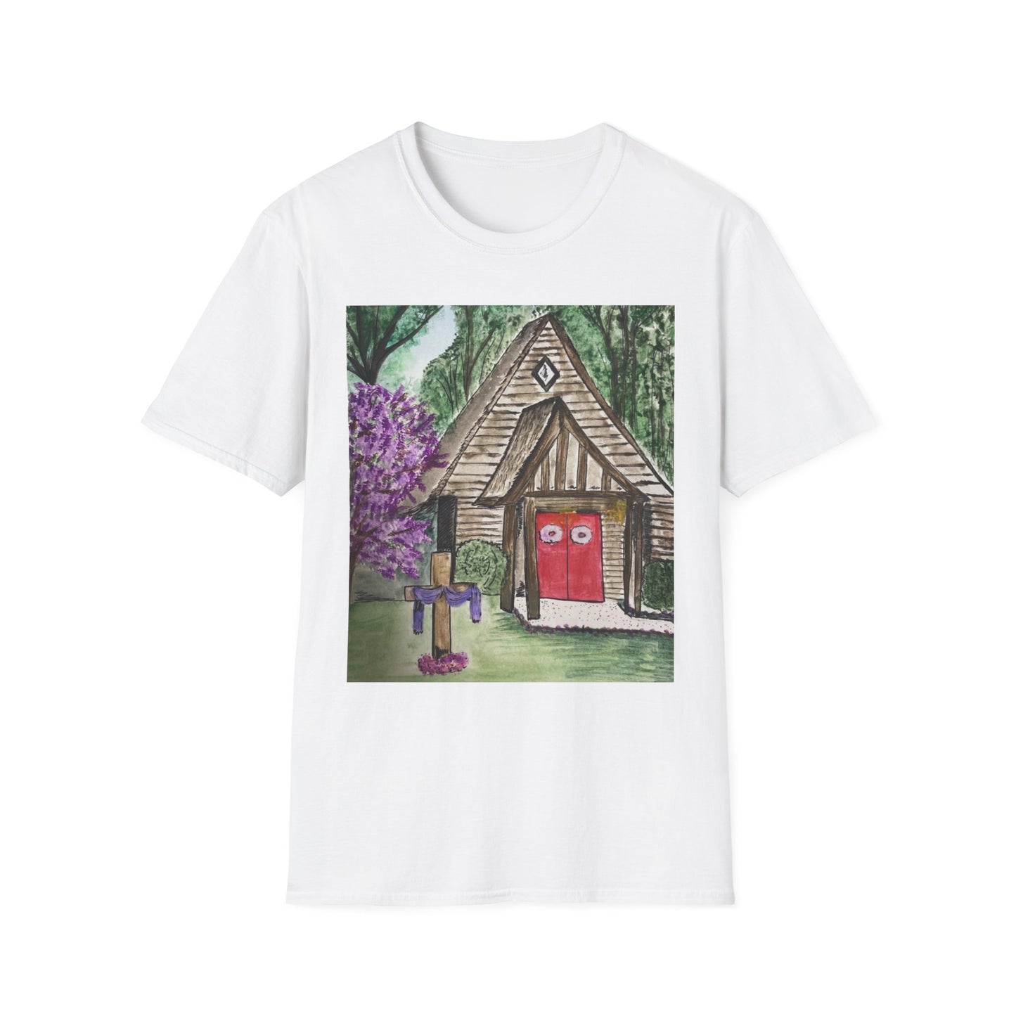 Charming Cottage Art Unisex Softstyle T-Shirt | Cozy and Whimsical Design