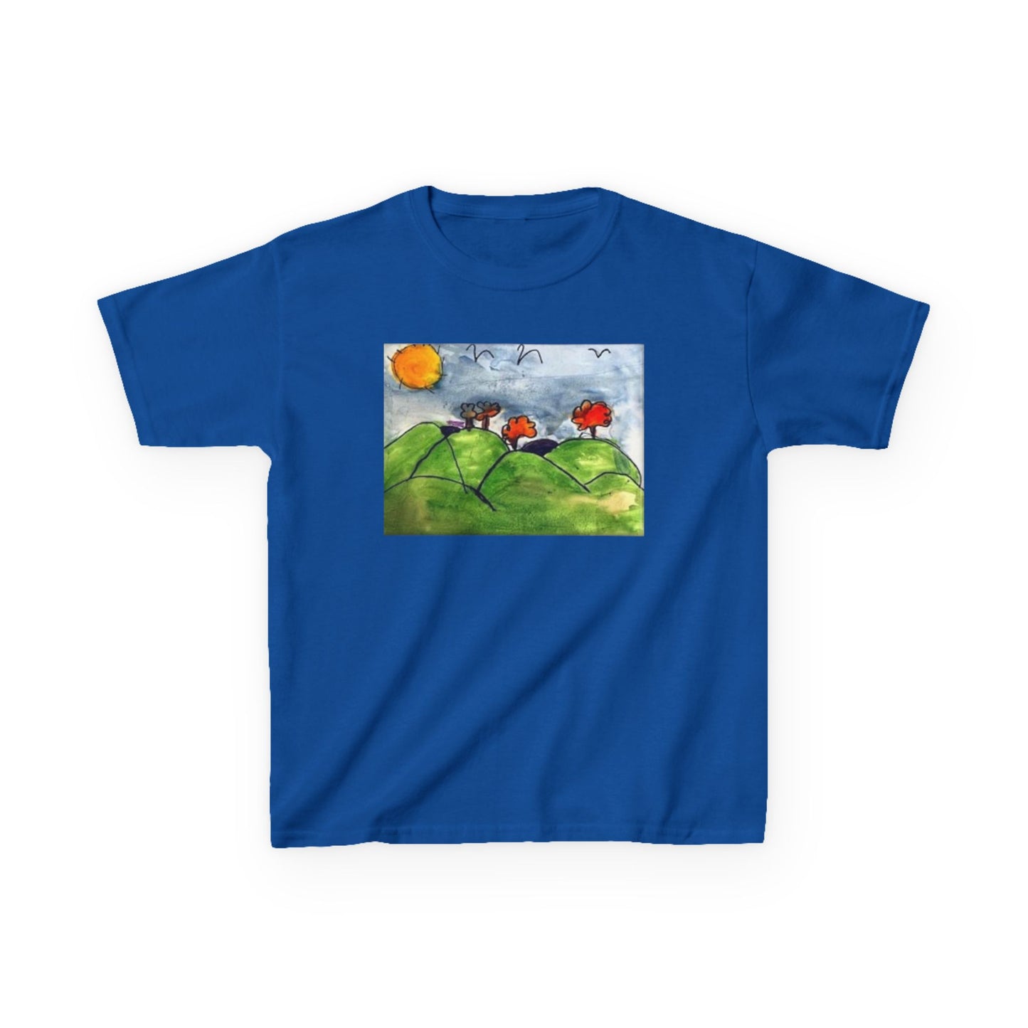 Children's Nature Art Tee - Colorful Landscape Design for Kids