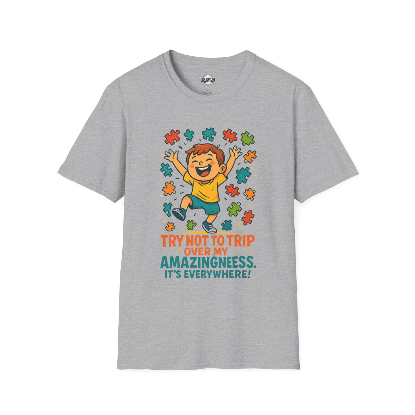 Unisex Softstyle T-Shirt - "Try Not To Trip Over My Amazingness" Fun Puzzle Design