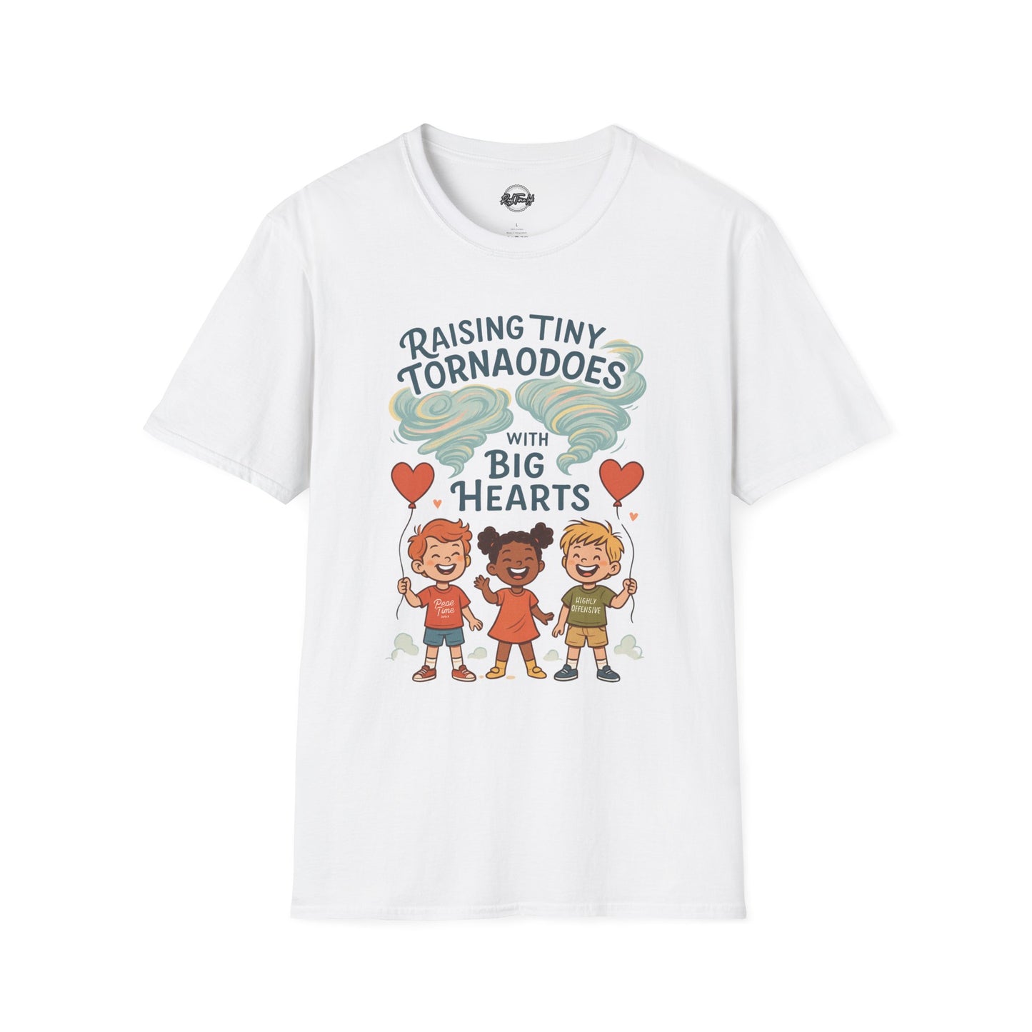 Raising Tiny Tornadoes Unisex Softstyle T-Shirt - Big Hearts Design