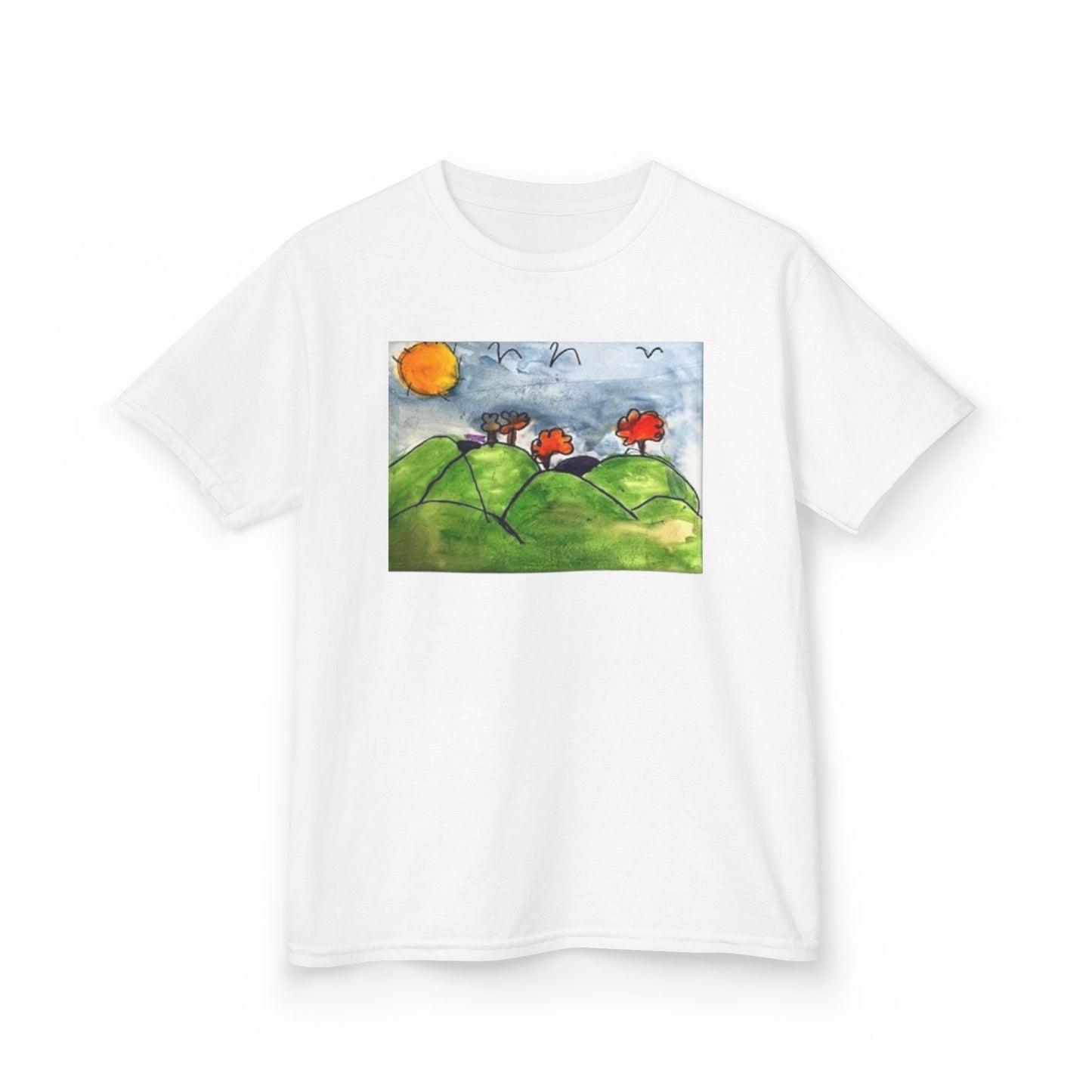 Children's Nature Art Tee - Colorful Landscape Design for Kids