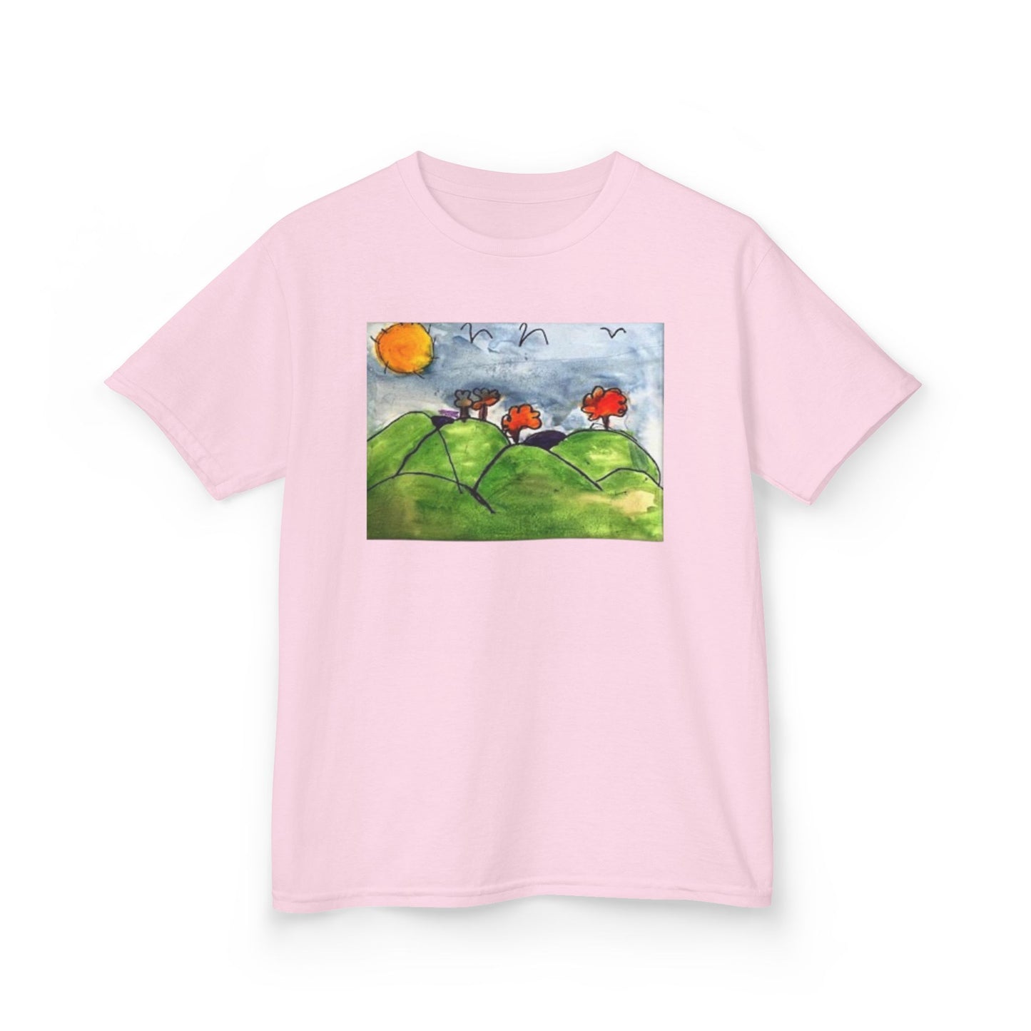 Children's Nature Art Tee - Colorful Landscape Design for Kids