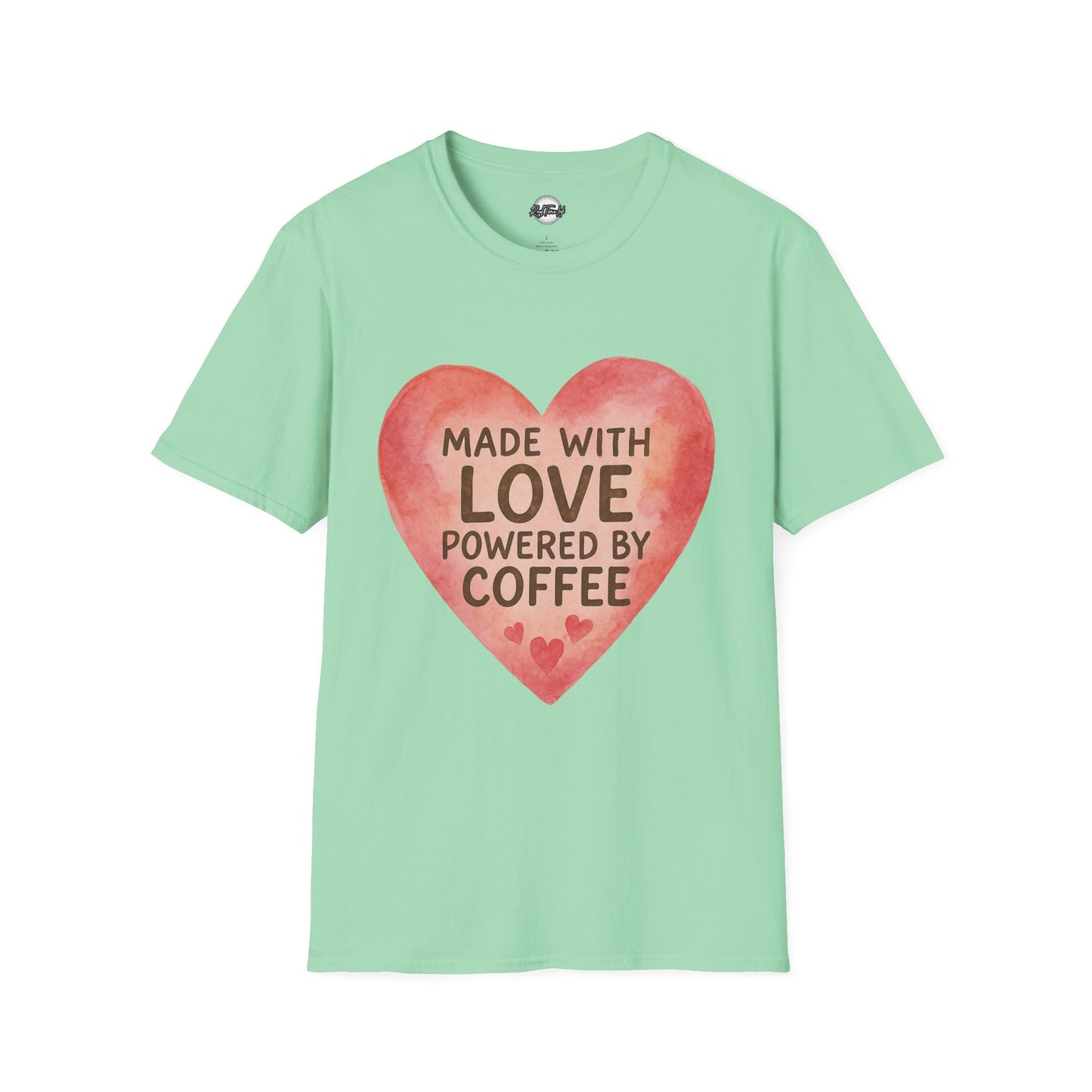 Made with Love Powered by Coffee Unisex Softstyle T-Shirt