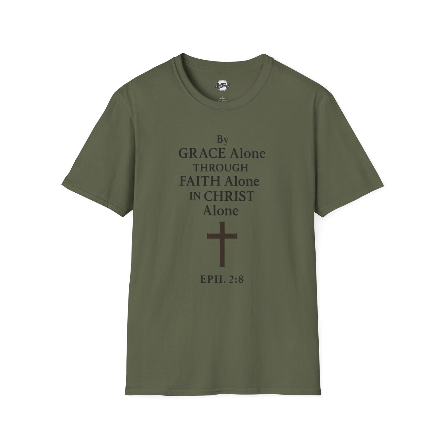 Faith-Inspired Unisex Softstyle T-Shirt - By Grace Alone Through Faith Alone in Christ Alone