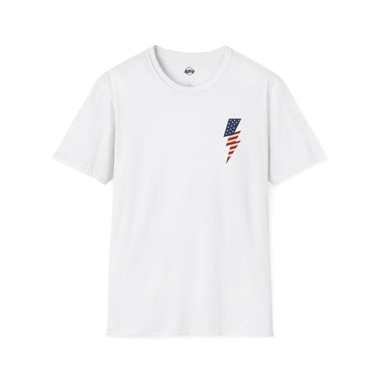 Patriotic Lightning Bolt T-Shirt, American Flag Tee, Unisex Casual Wear, Gifts for Independence Day, Fourth of July Apparel, Summer Style