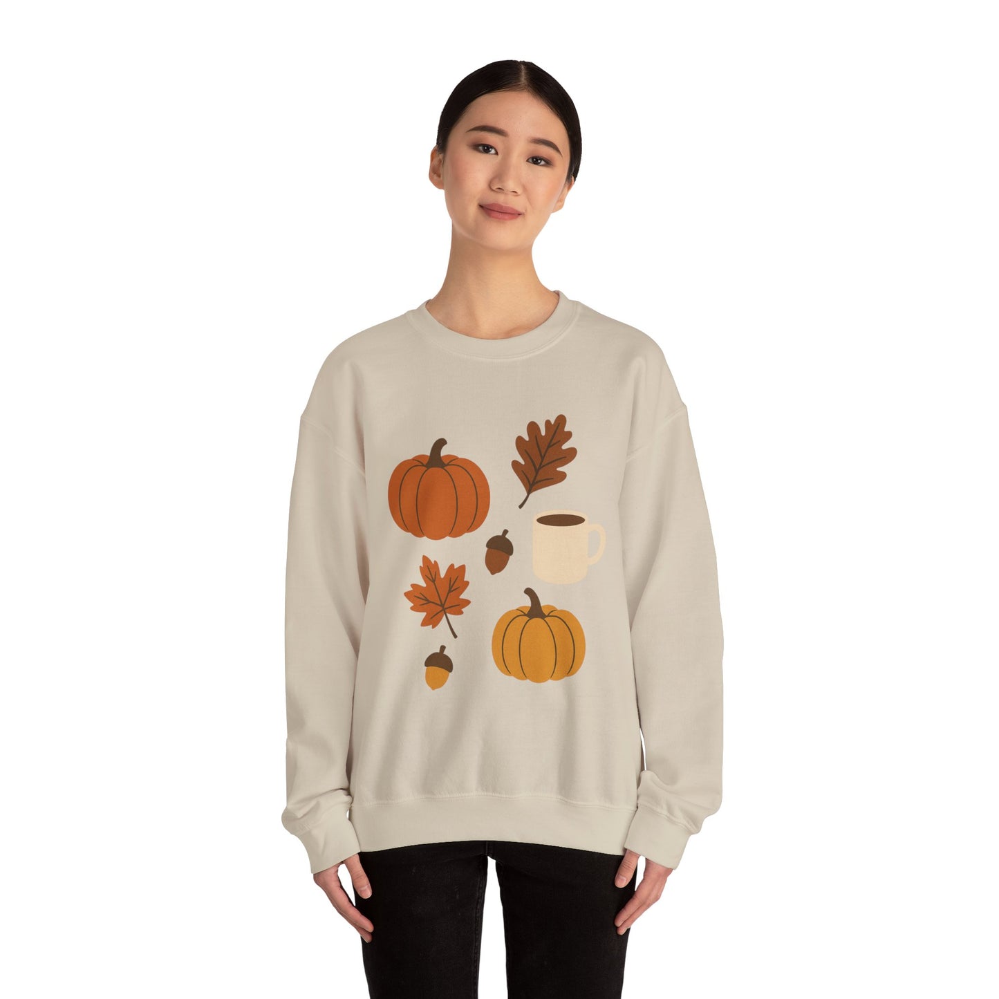 Cozy Autumn Crewneck Sweatshirt - Fall Colors, Pumpkin Design, Perfect for Thanksgiving, Gifts for Her, Casual Wear