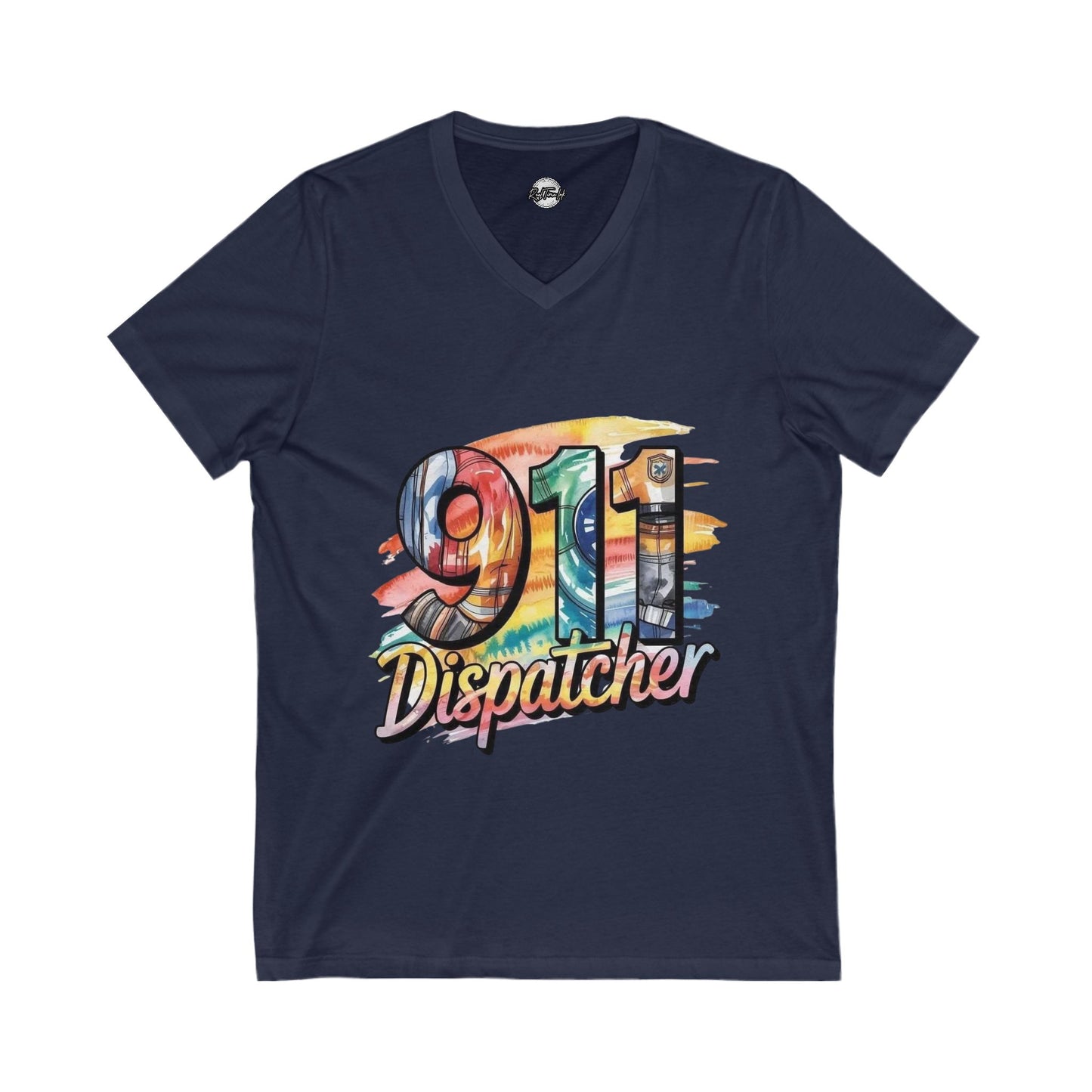 Rainbow 911 Dispatcher Tee, Funny Emergency Worker Shirt, First Responder Gift, V-Neck T-Shirt, Unisex Jersey Top, Colorful Dispatch Apparel