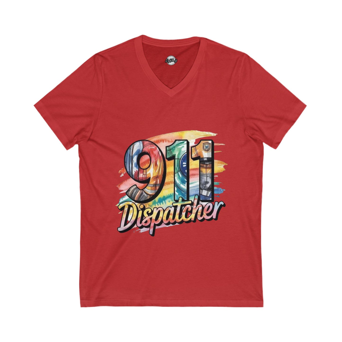 Rainbow 911 Dispatcher Tee, Funny Emergency Worker Shirt, First Responder Gift, V-Neck T-Shirt, Unisex Jersey Top, Colorful Dispatch Apparel