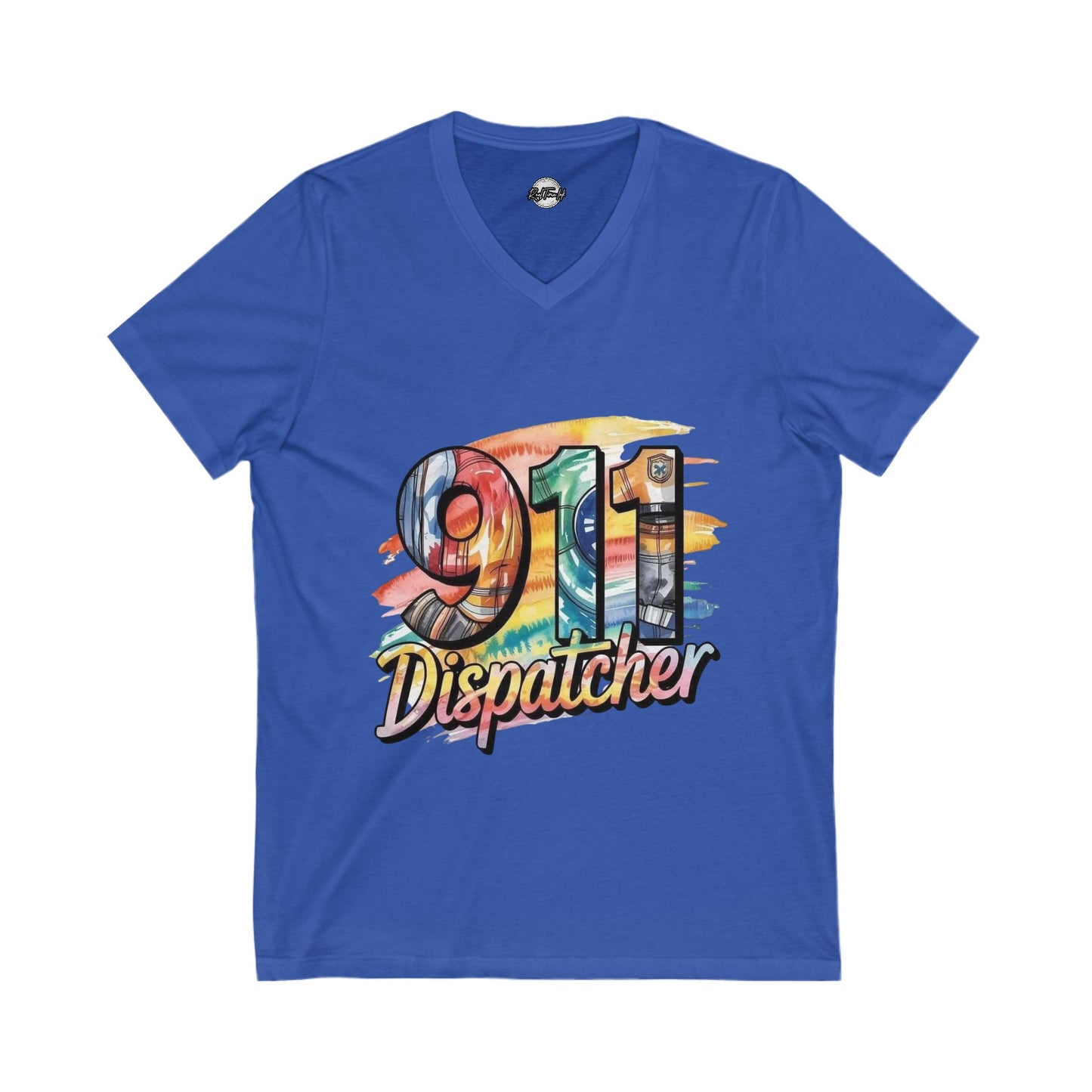 Rainbow 911 Dispatcher Tee, Funny Emergency Worker Shirt, First Responder Gift, V-Neck T-Shirt, Unisex Jersey Top, Colorful Dispatch Apparel