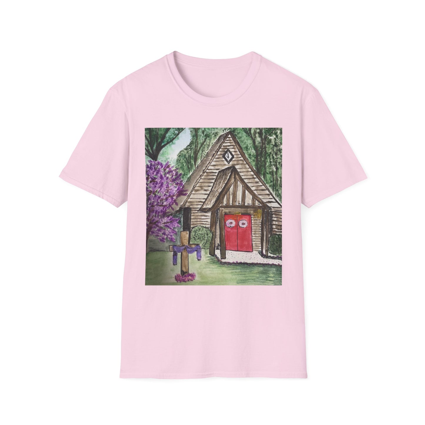 Charming Cottage Art Unisex Softstyle T-Shirt | Cozy and Whimsical Design