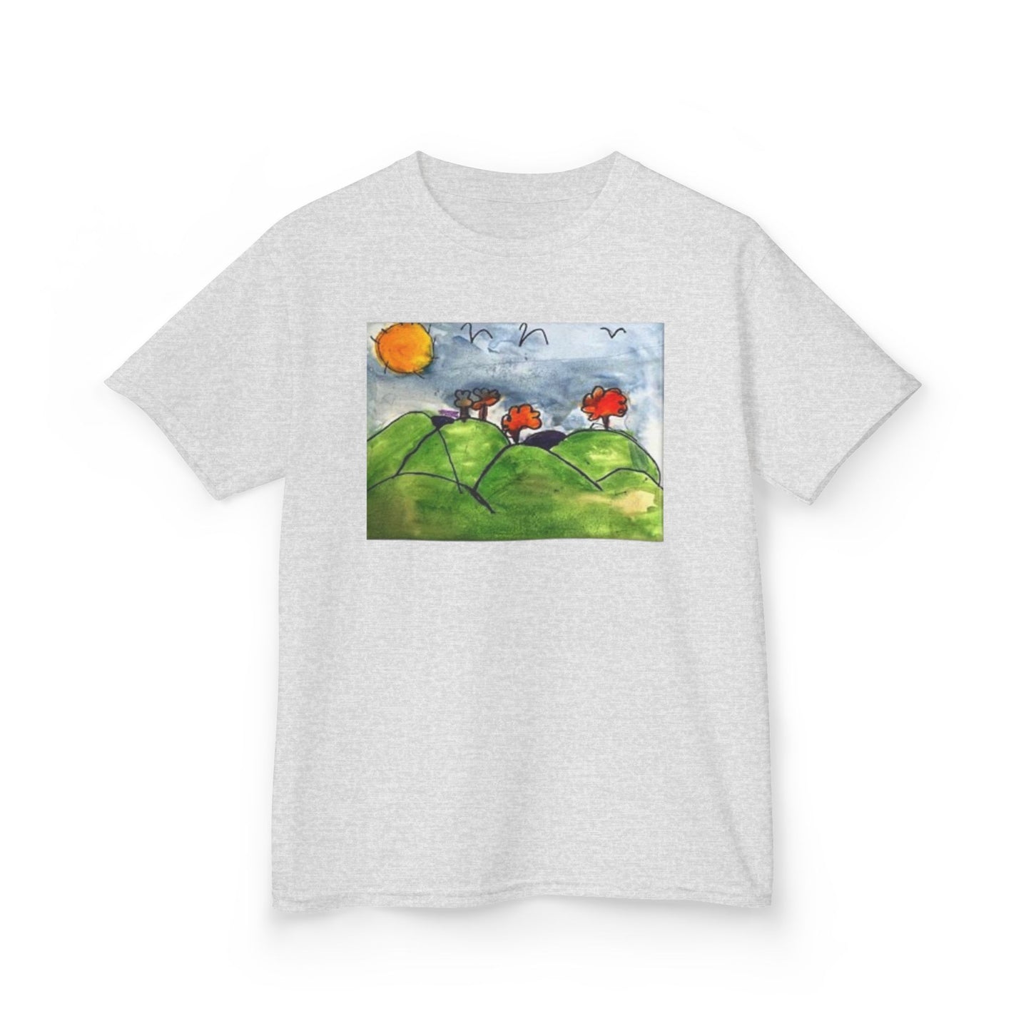 Children's Nature Art Tee - Colorful Landscape Design for Kids