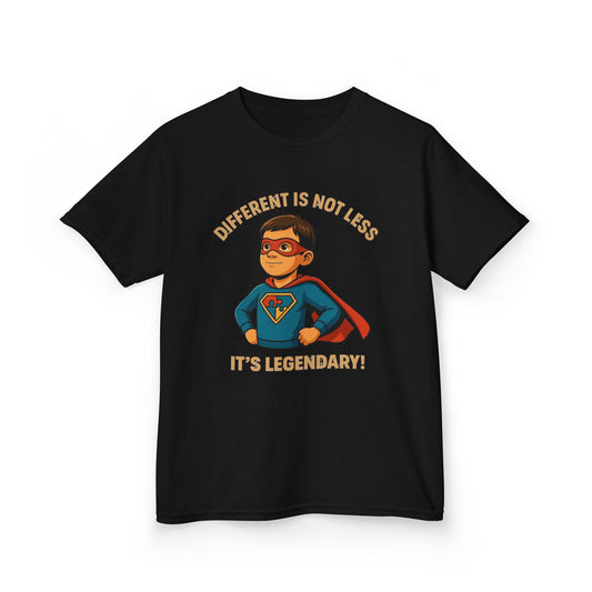 Kids Autism Superhero Tee - 'Different Is Not Less, It's Legendary!'