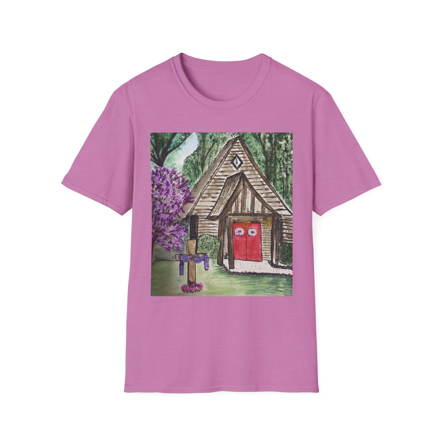 Charming Cottage Art Unisex Softstyle T-Shirt | Cozy and Whimsical Design