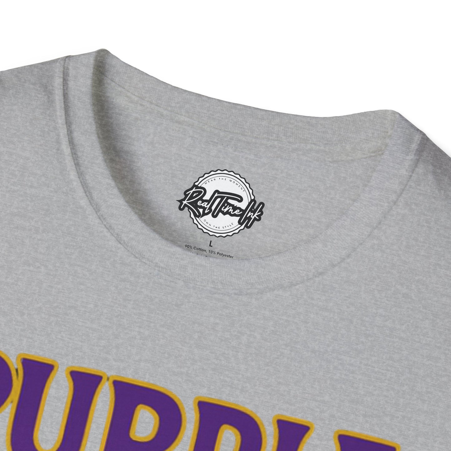 Purple Blood Graphic T-Shirt | Unisex Softstyle Tee for Fans, Casual Wear, Gift Ideas, Birthday, Halloween, Sports Events