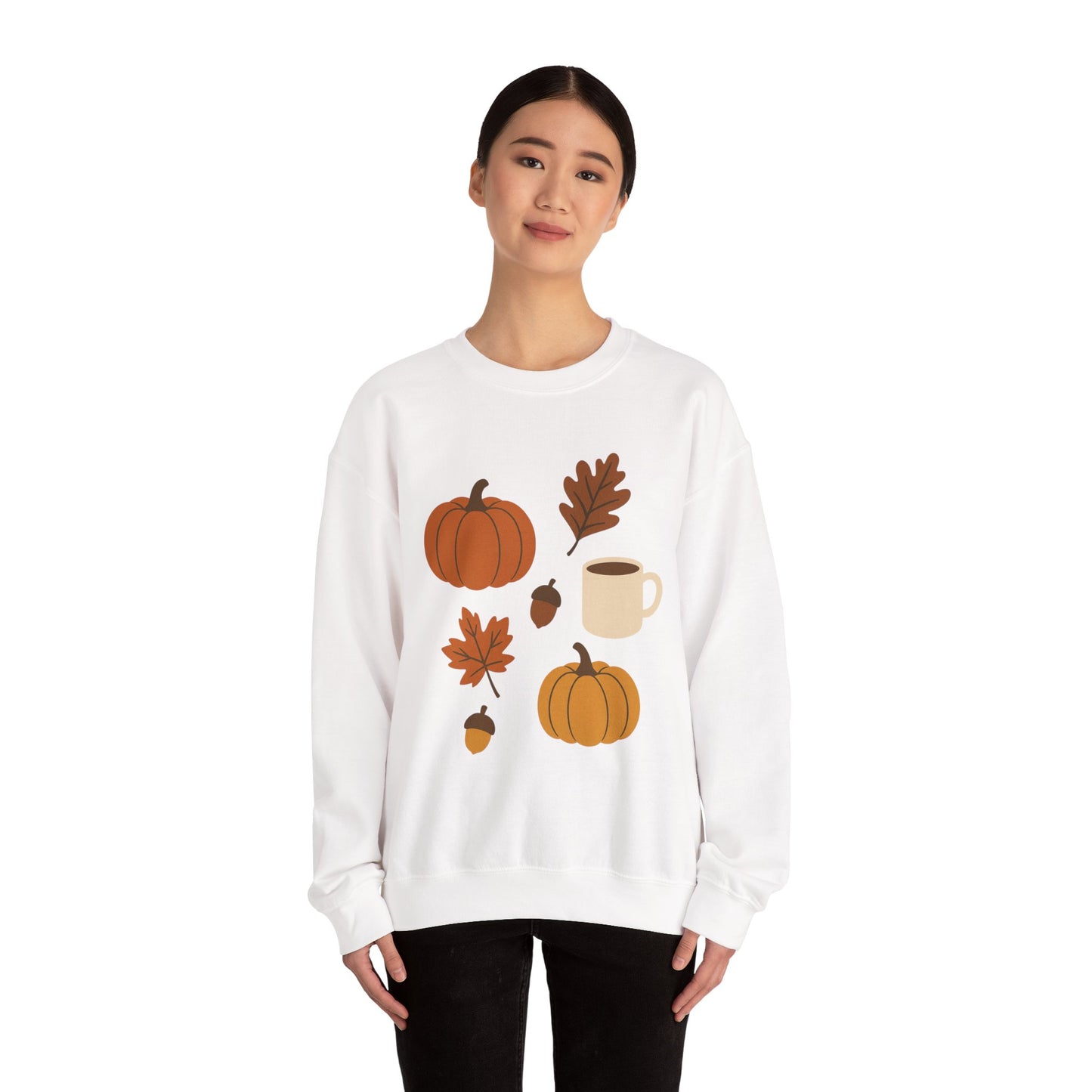 Cozy Autumn Crewneck Sweatshirt - Fall Colors, Pumpkin Design, Perfect for Thanksgiving, Gifts for Her, Casual Wear