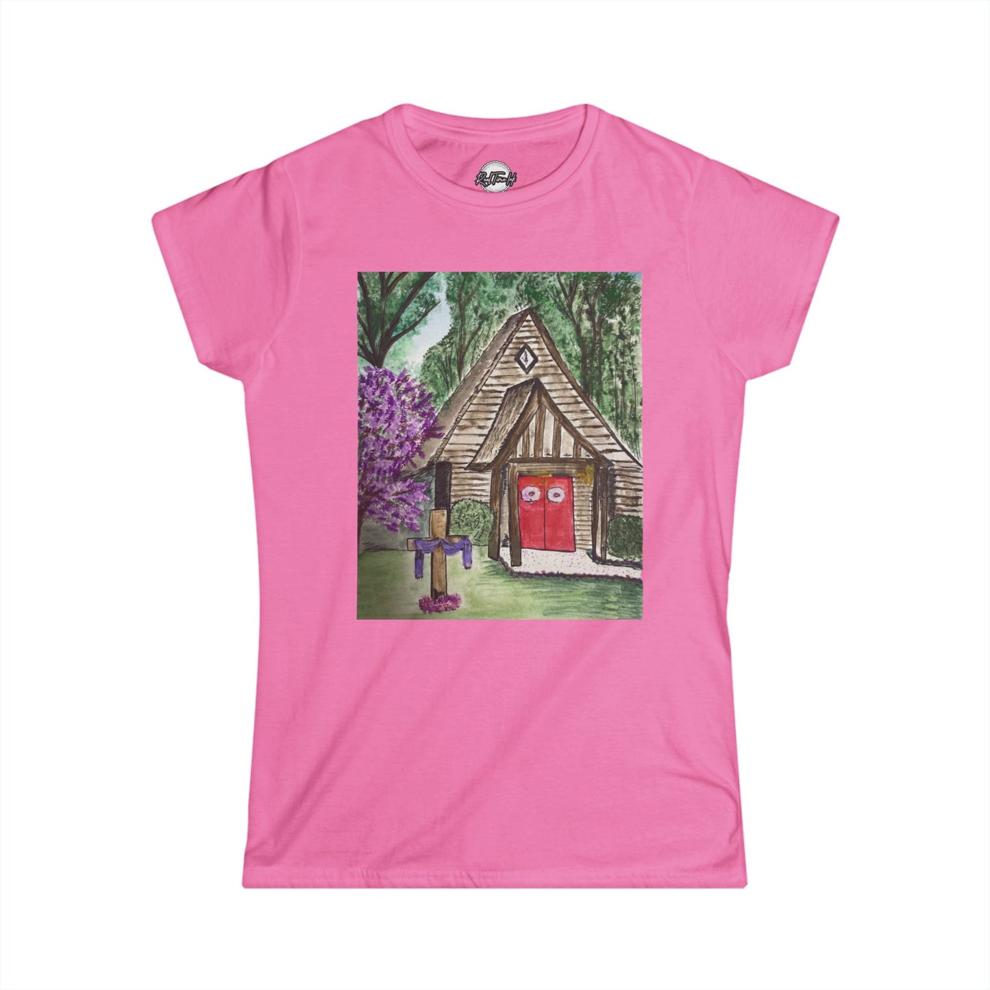 Whimsical Cottage Art Women's Softstyle Tee - Cozy & Playful Design