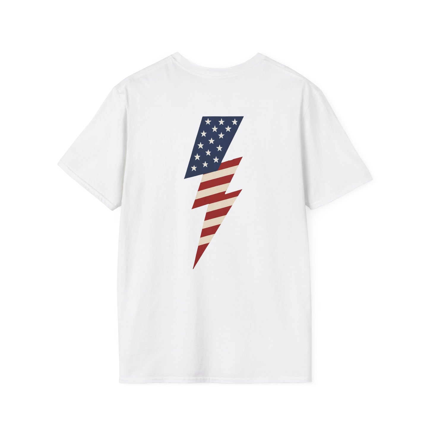 Patriotic Lightning Bolt T-Shirt, American Flag Tee, Unisex Casual Wear, Gifts for Independence Day, Fourth of July Apparel, Summer Style