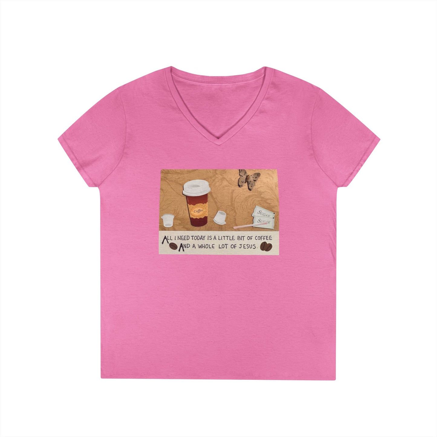 Coffee & Jesus V-Neck T-Shirt for Women
