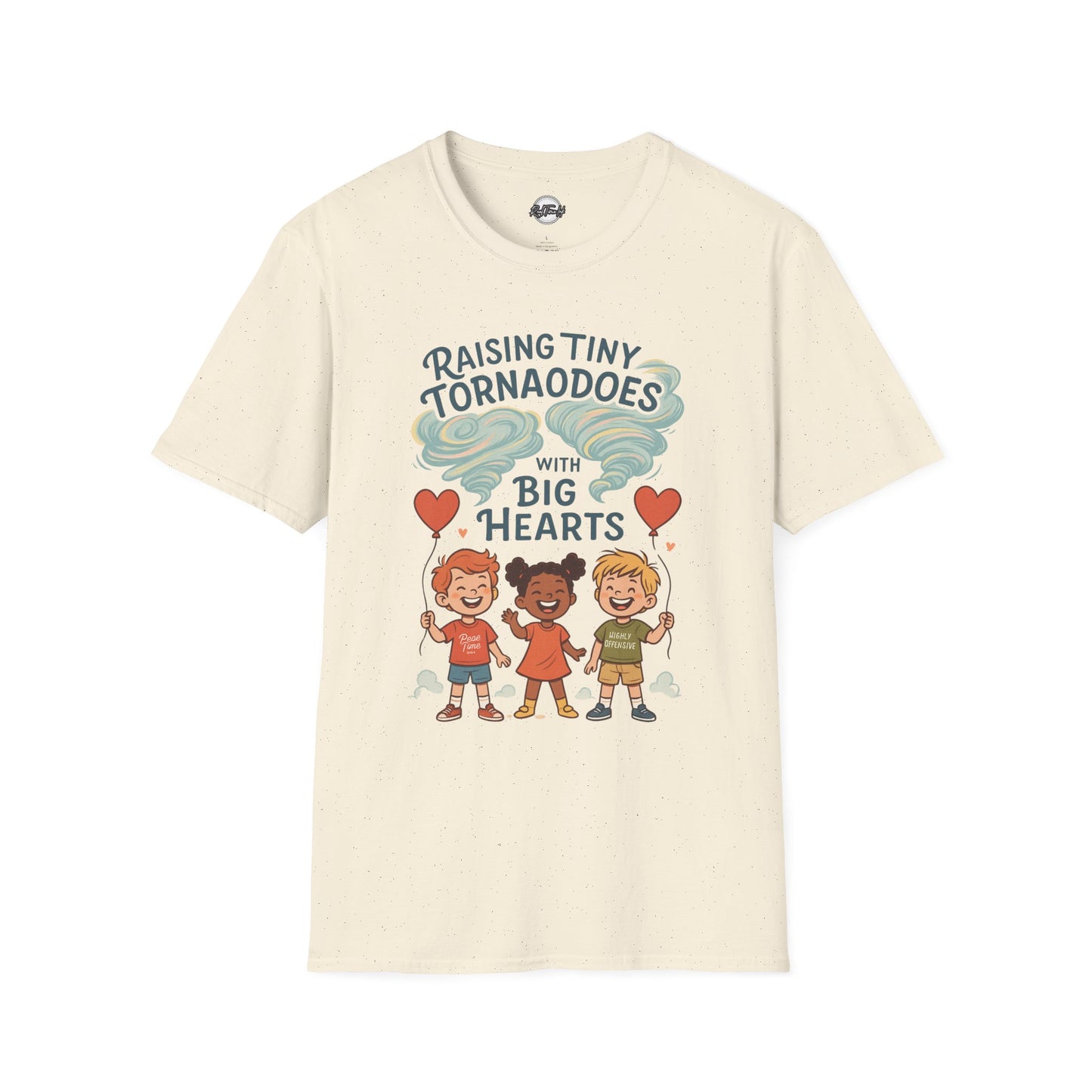 Raising Tiny Tornadoes Unisex Softstyle T-Shirt - Big Hearts Design