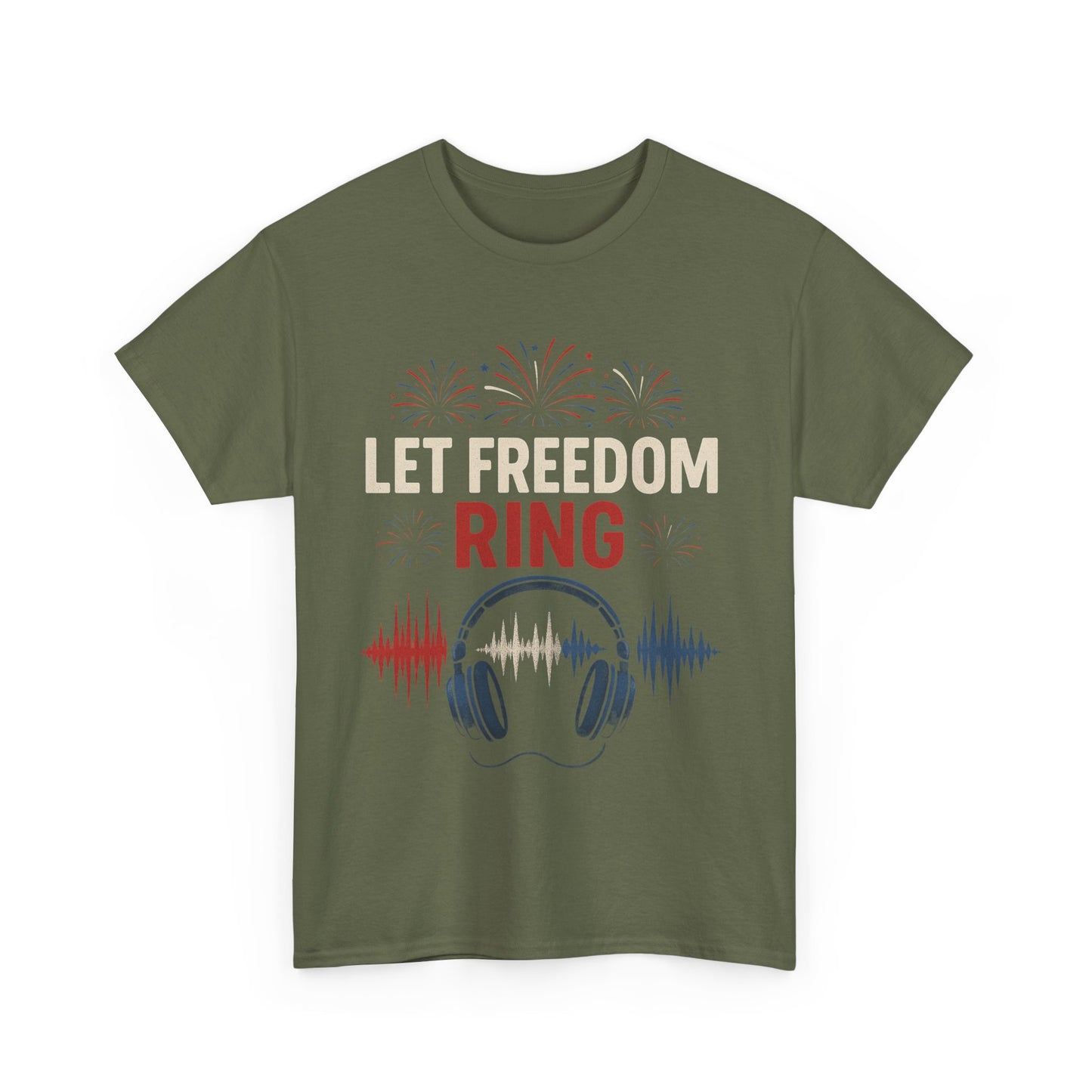 Unisex Heavy Cotton Tee: Let Freedom Ring Shirt, Music Lover Gift, Patriotic Tee, Festival Outfit, Independence Day Celebration