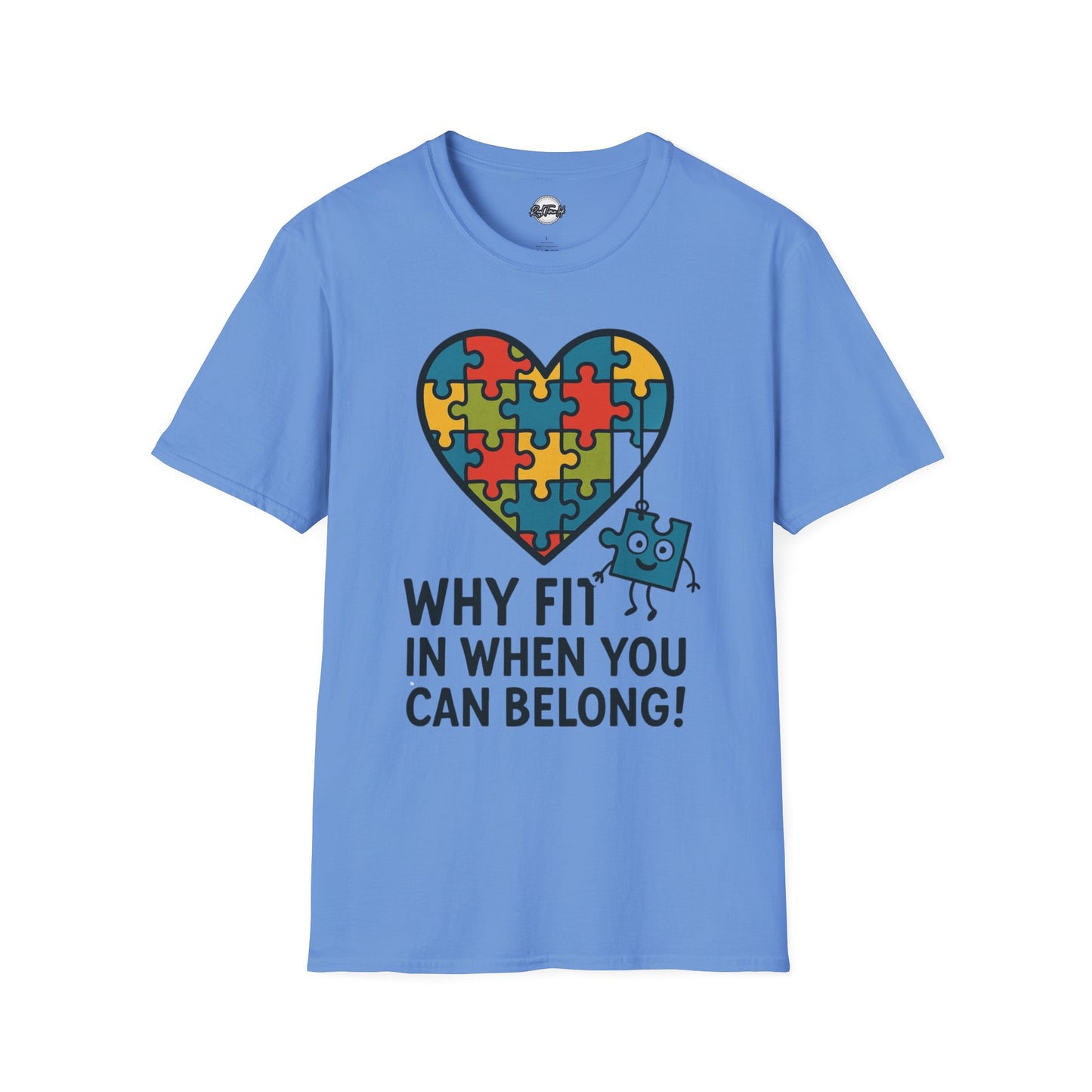 Inclusive Puzzle Heart Unisex T-Shirt - 'Why Fit In When You Can Belong!"