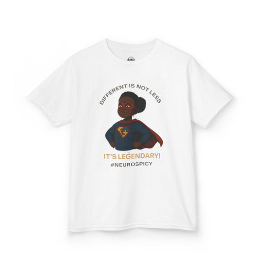 Kids 'Different is Not Less, It's Legendary!' Autism Tee - Empowering Heavy Cotton T-Shirt for Neurodivergent Kids