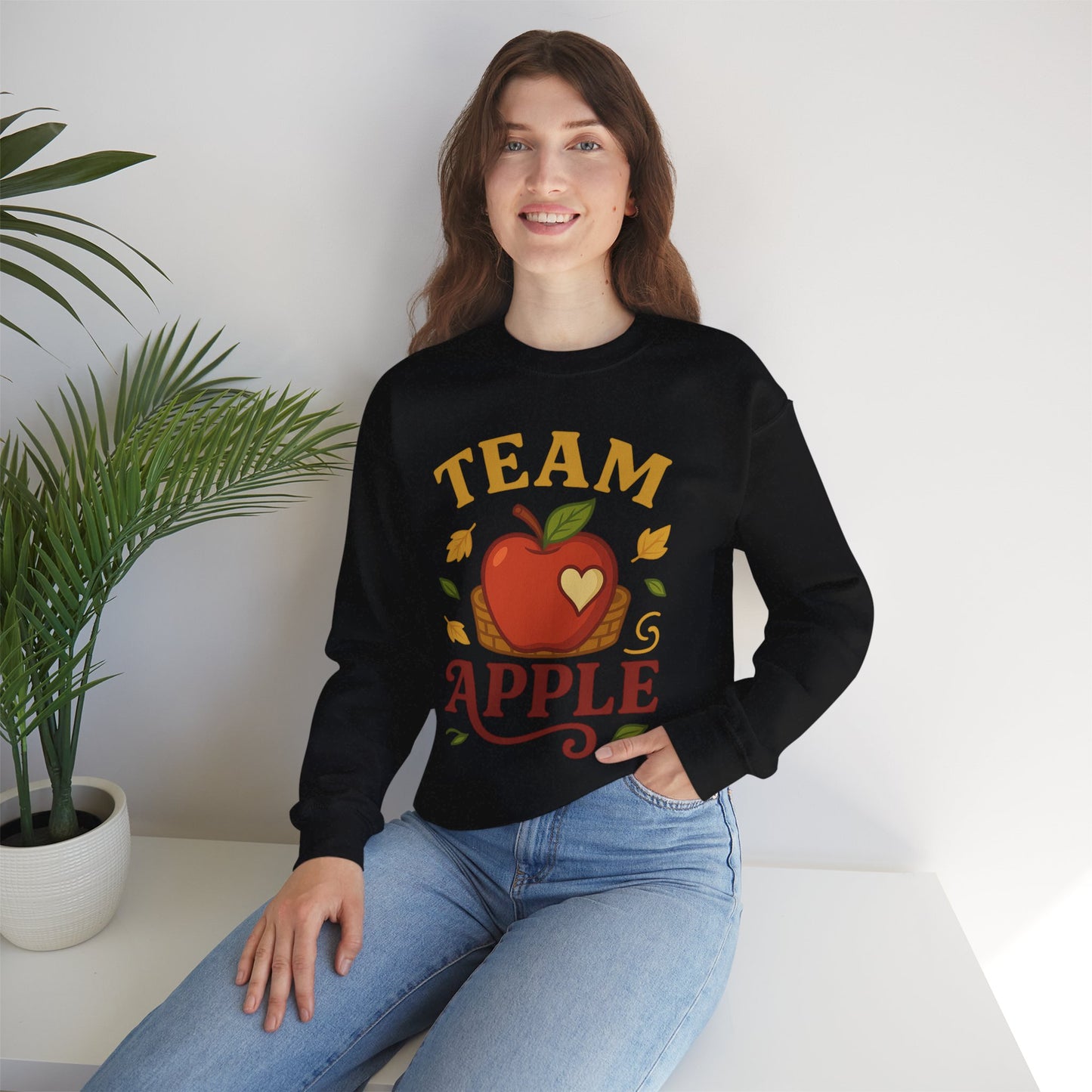 Team Apple Sweatshirt, Cozy Fall Fashion, Perfect for Apple Picking, Cute Gift for Teachers, Unisex Crewneck, Autumn Vibes, Fall Apparel