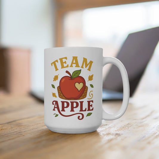 Team Apple Cozy Mug 15oz, Fall Coffee Cup, Autumn Decor, Gift for Teachers, Harvest Mug, Thanksgiving Kitchenware