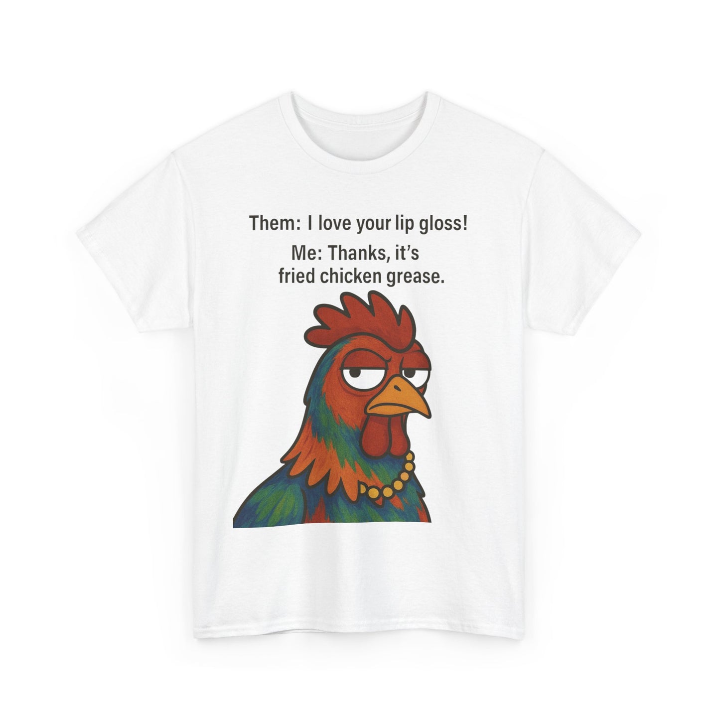 Funny Unisex Heavy Cotton Tee - 'Fried Chicken Grease' Chicken Graphic Shirt