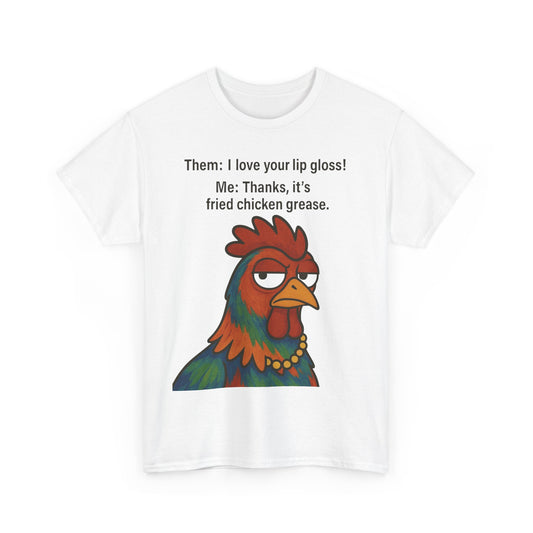Funny Unisex Heavy Cotton Tee - 'Fried Chicken Grease' Chicken Graphic Shirt