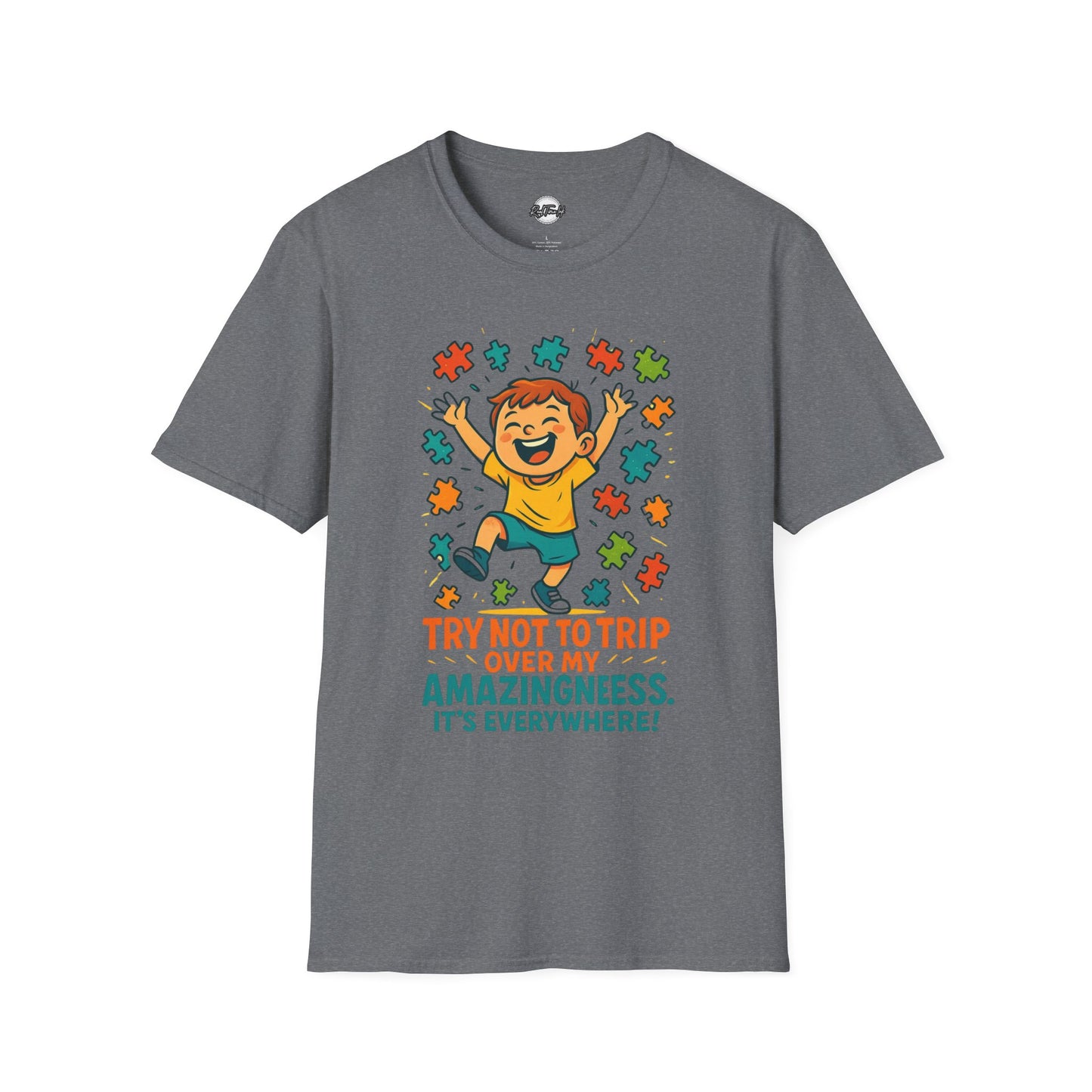 Unisex Softstyle T-Shirt - "Try Not To Trip Over My Amazingness" Fun Puzzle Design