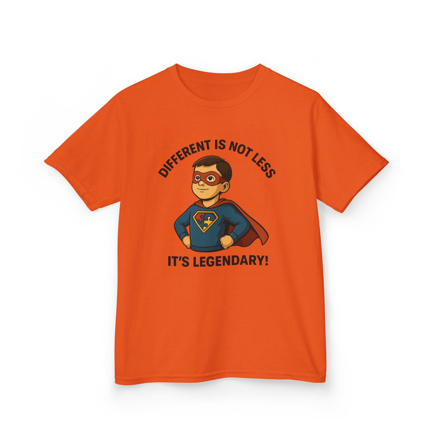 Kids Autism Superhero Tee - 'Different Is Not Less, It's Legendary!'