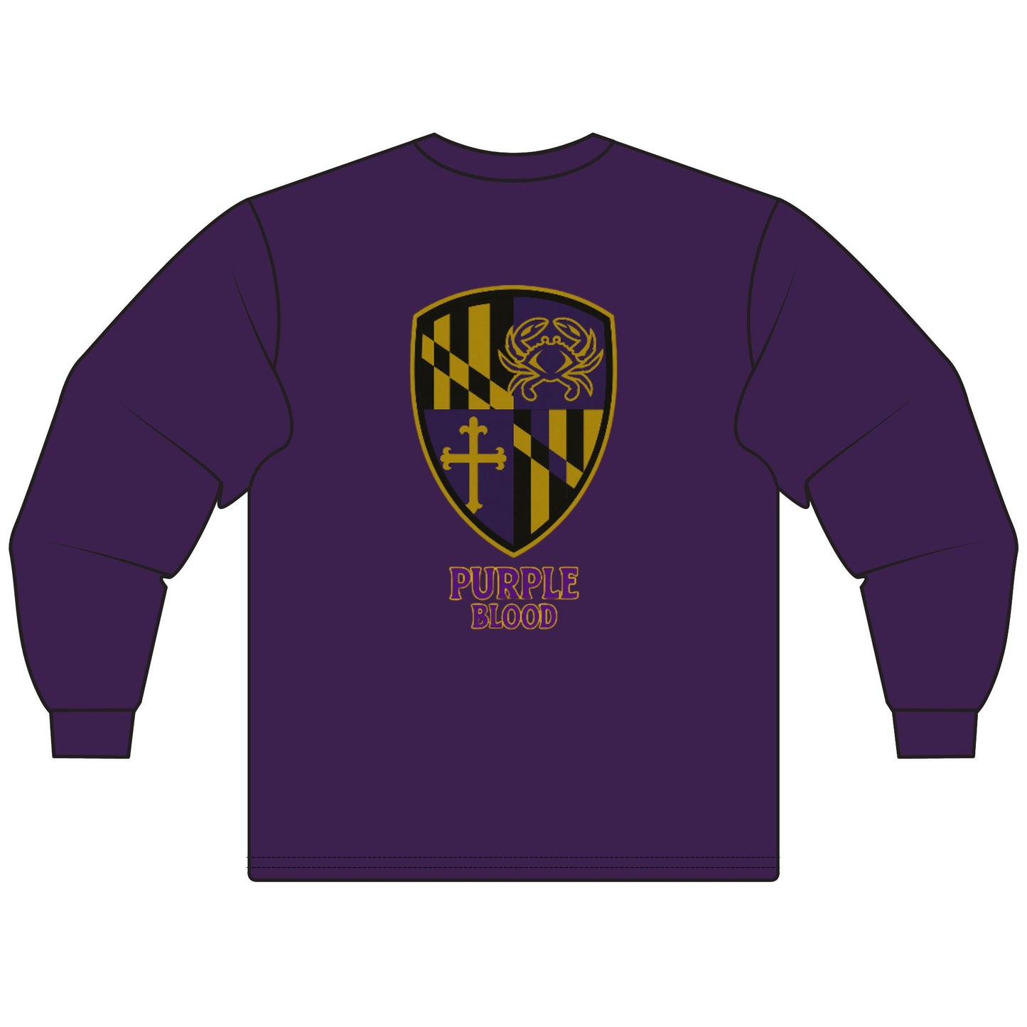 Purple Blood Unisex Long Sleeve T-Shirt, Gift for MD Fans, Maryland Pride Tee, College Apparel, Vintage Style Outfit