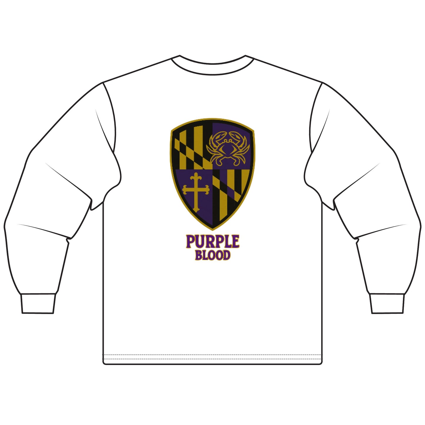 Purple Blood Unisex Long Sleeve T-Shirt, Gift for MD Fans, Maryland Pride Tee, College Apparel, Vintage Style Outfit
