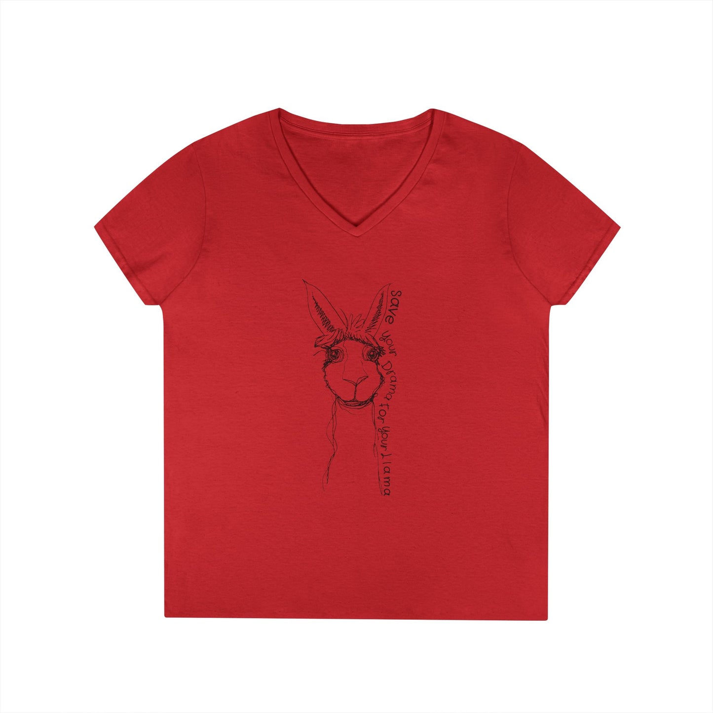 Llama Love V-Neck T-Shirt, Funny Animal Graphic Tee, Casual Outing Top, Gift for Animal Lovers, Unique Birthday Present, Cute Summer Apparel
