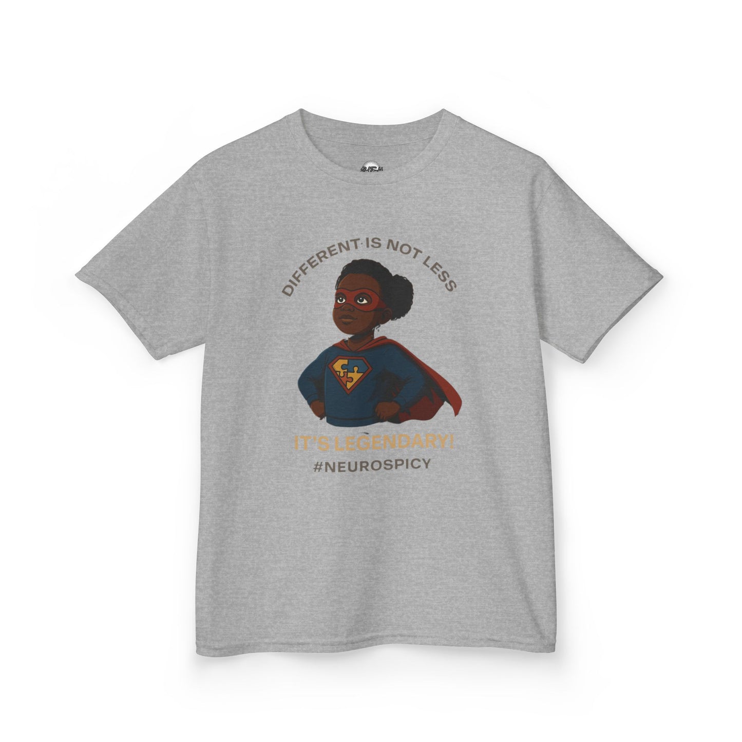 Kids 'Different is Not Less, It's Legendary!' Autism Tee - Empowering Heavy Cotton T-Shirt for Neurodivergent Kids