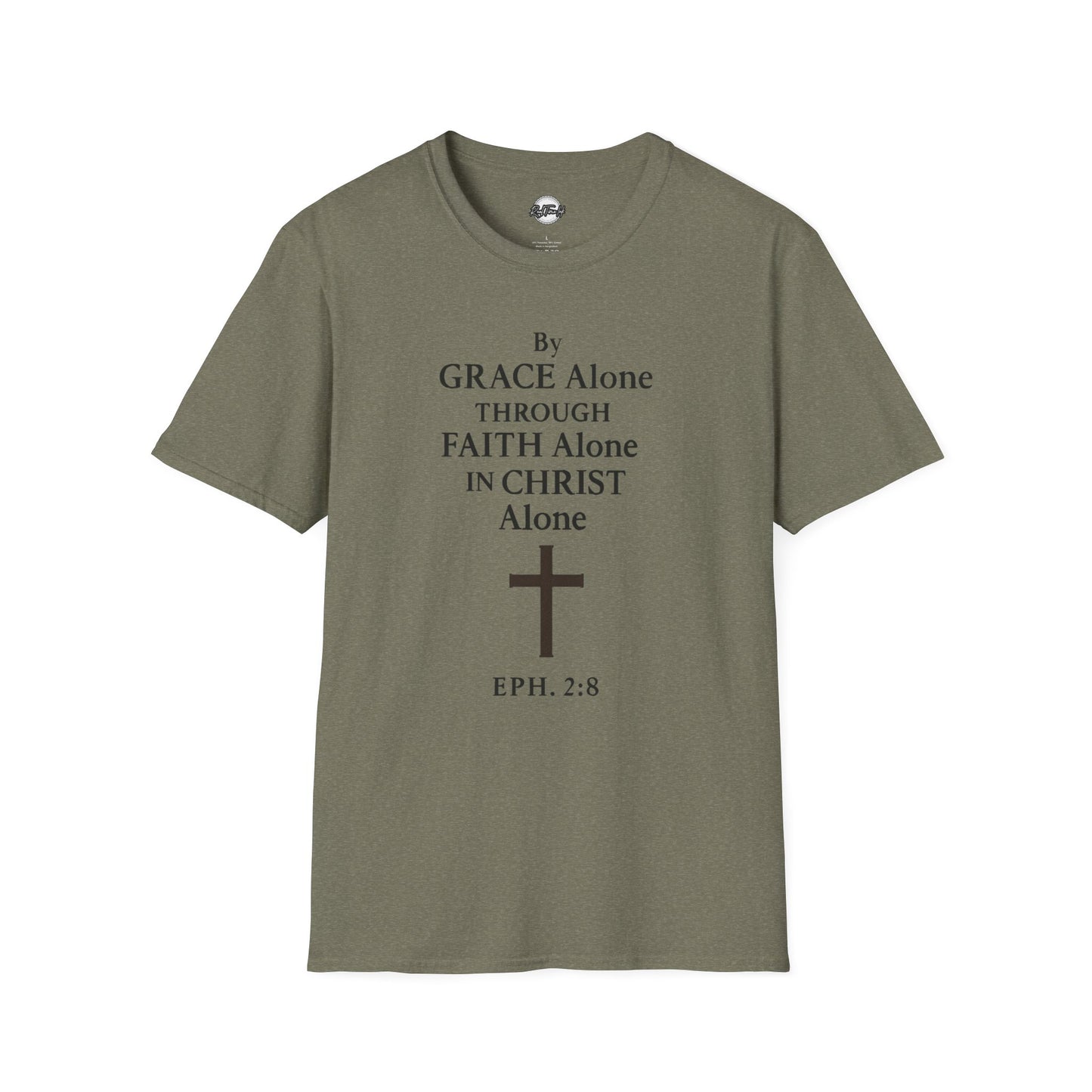 Faith-Inspired Unisex Softstyle T-Shirt - By Grace Alone Through Faith Alone in Christ Alone