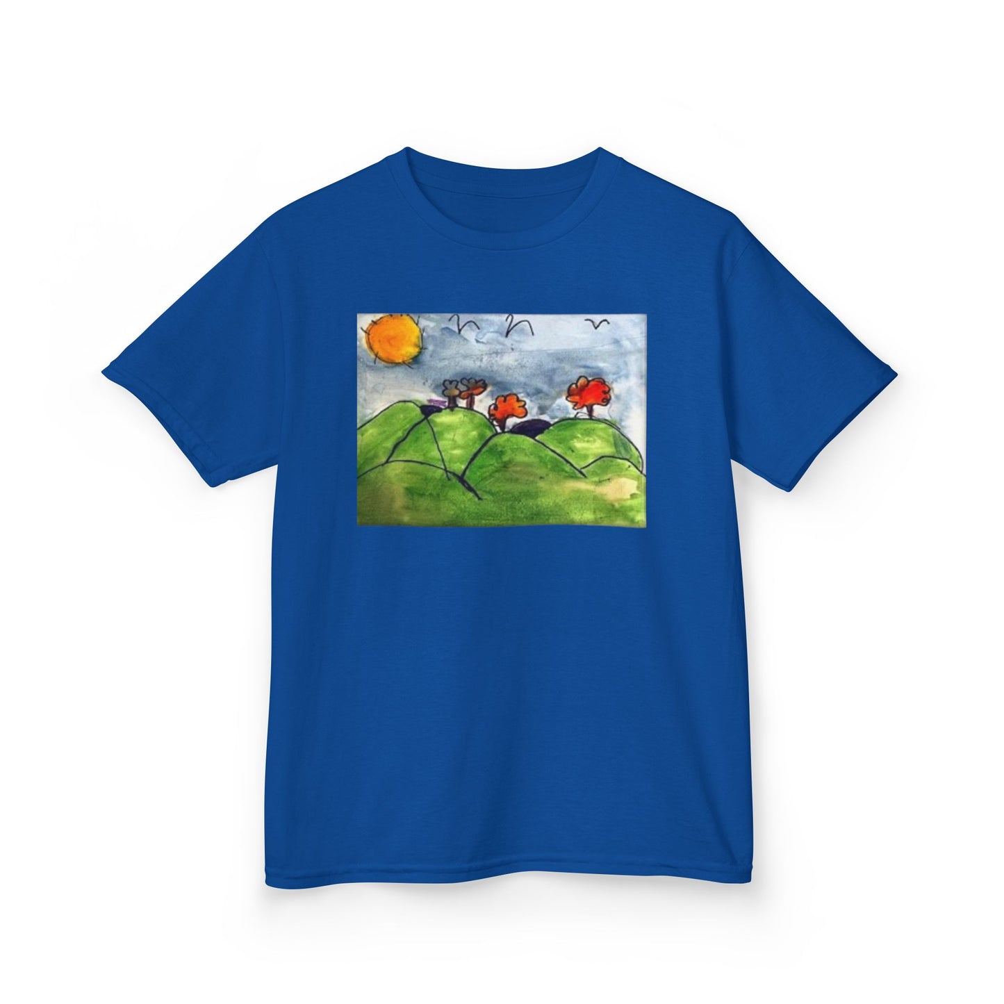 Children's Nature Art Tee - Colorful Landscape Design for Kids