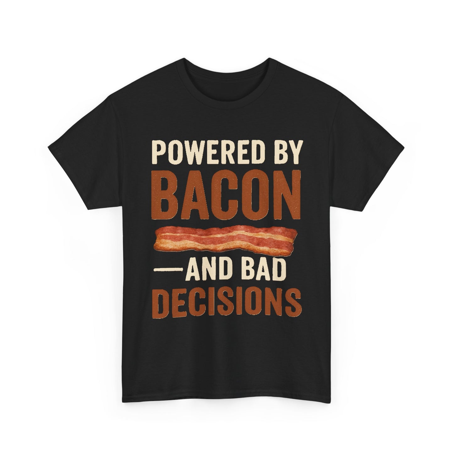 Powered by Bacon Unisex Heavy Cotton Tee - Perfect for Food Lovers