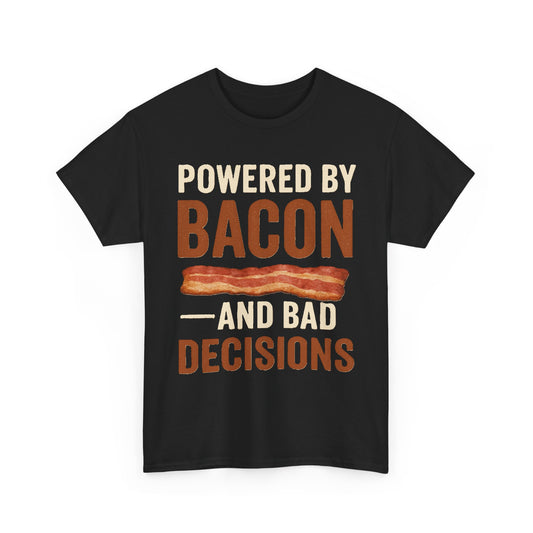 Powered by Bacon Unisex Heavy Cotton Tee - Perfect for Food Lovers