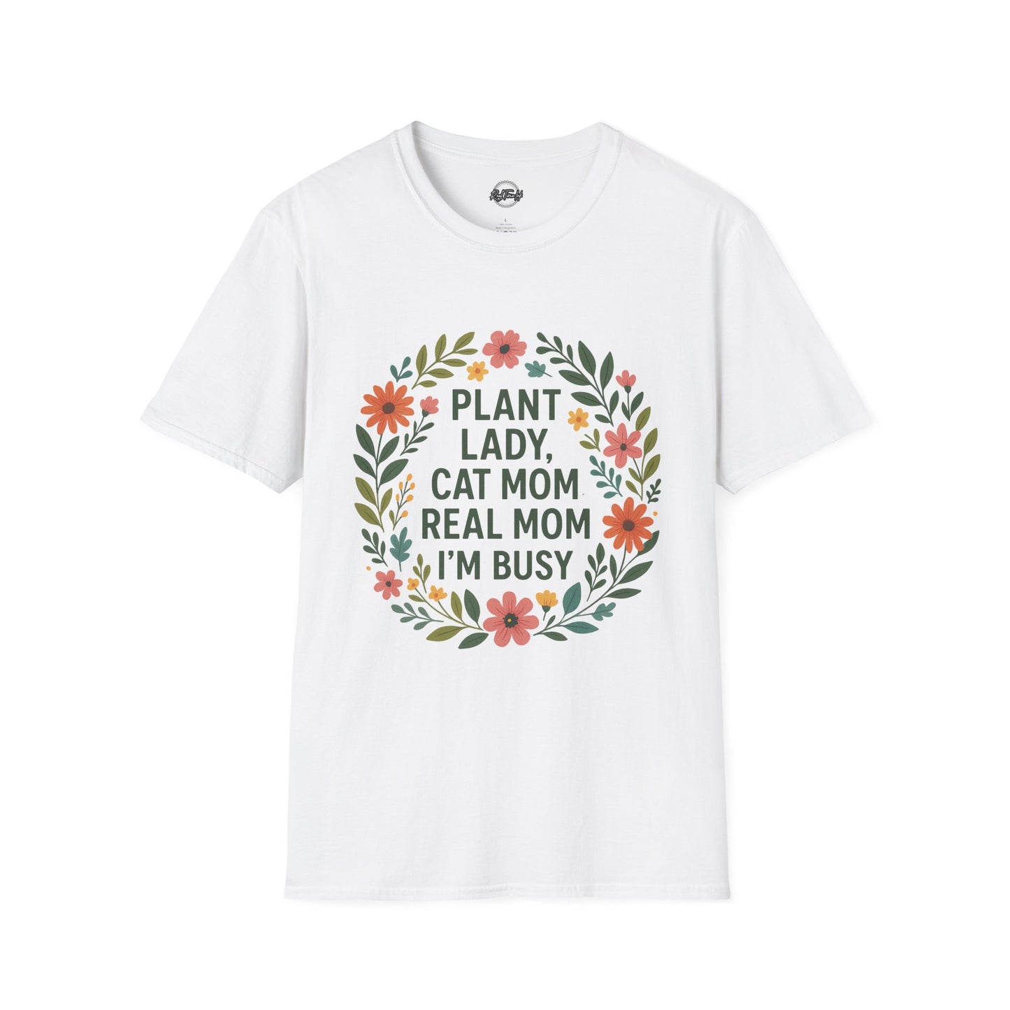 Plant Lady Cat Mom T-Shirt - Unisex Softstyle Tee for Nature Lovers