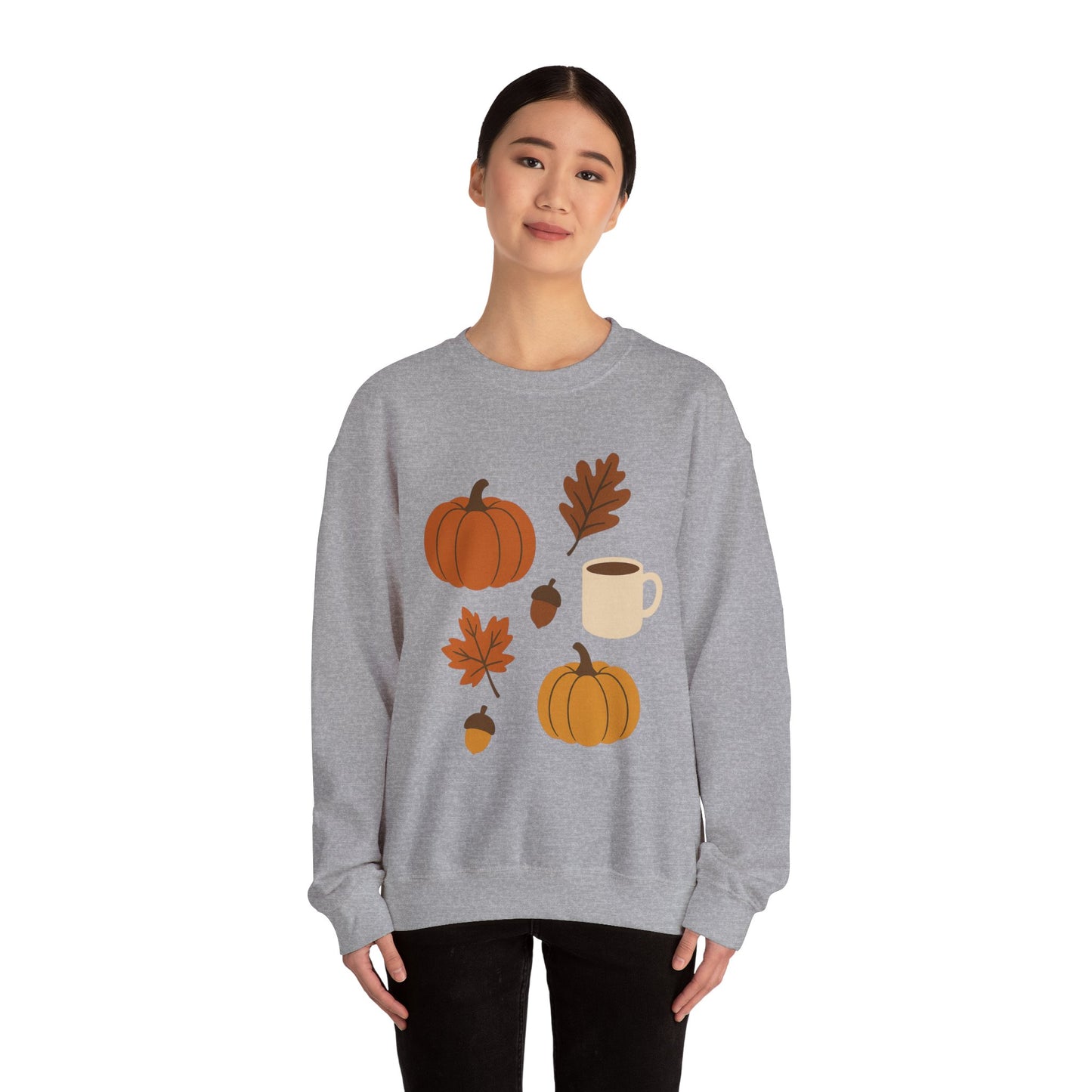 Cozy Autumn Crewneck Sweatshirt - Fall Colors, Pumpkin Design, Perfect for Thanksgiving, Gifts for Her, Casual Wear