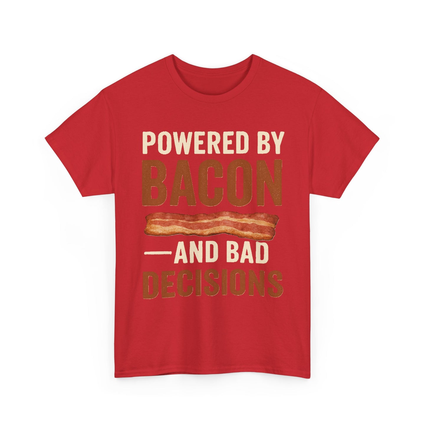 Powered by Bacon Unisex Heavy Cotton Tee - Perfect for Food Lovers