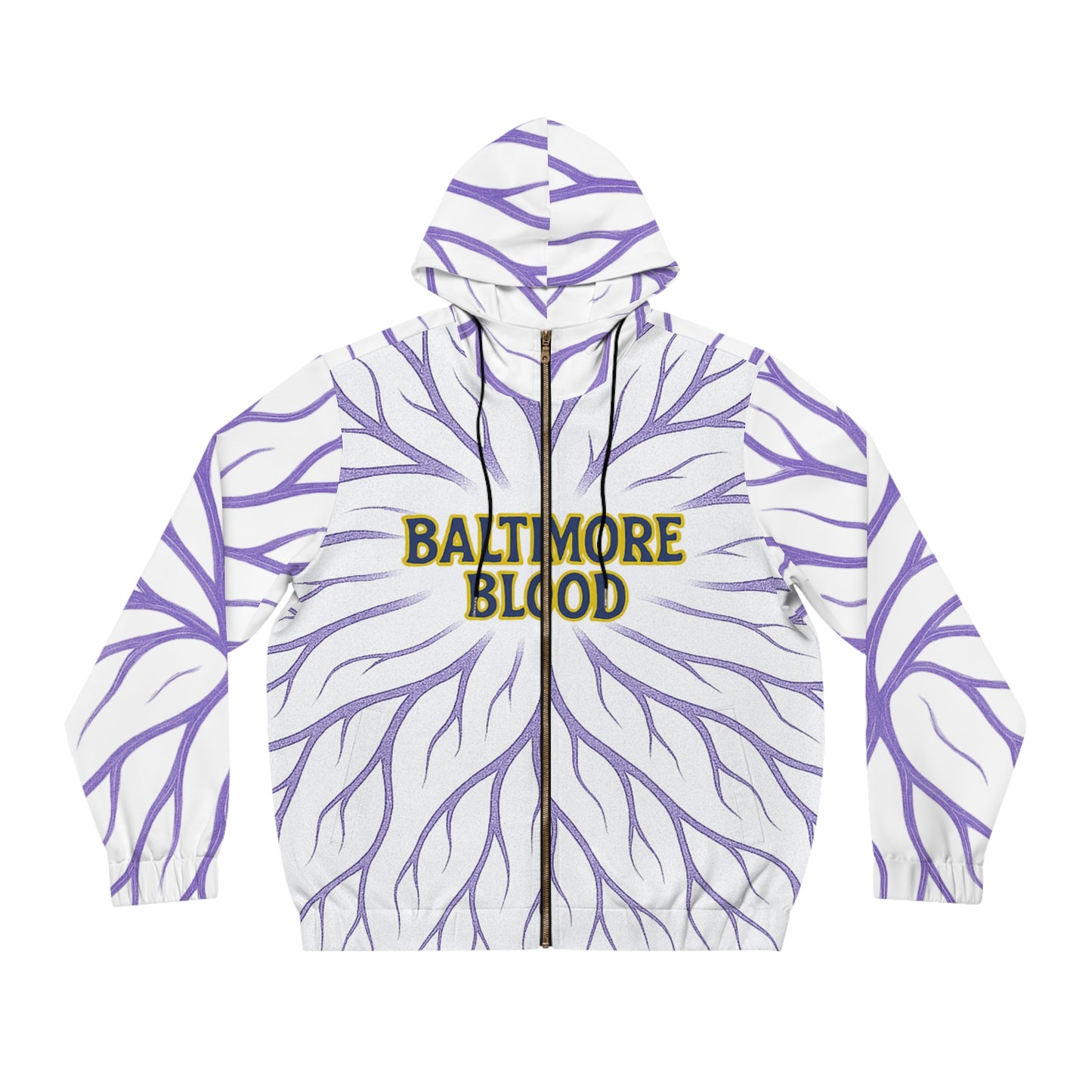 Baltimore Blood Roots Full-Zip Hoodie, Unique Urban Style, Great for Gifts, Casual Wear, Cozy Layering, Perfect for All Seasons