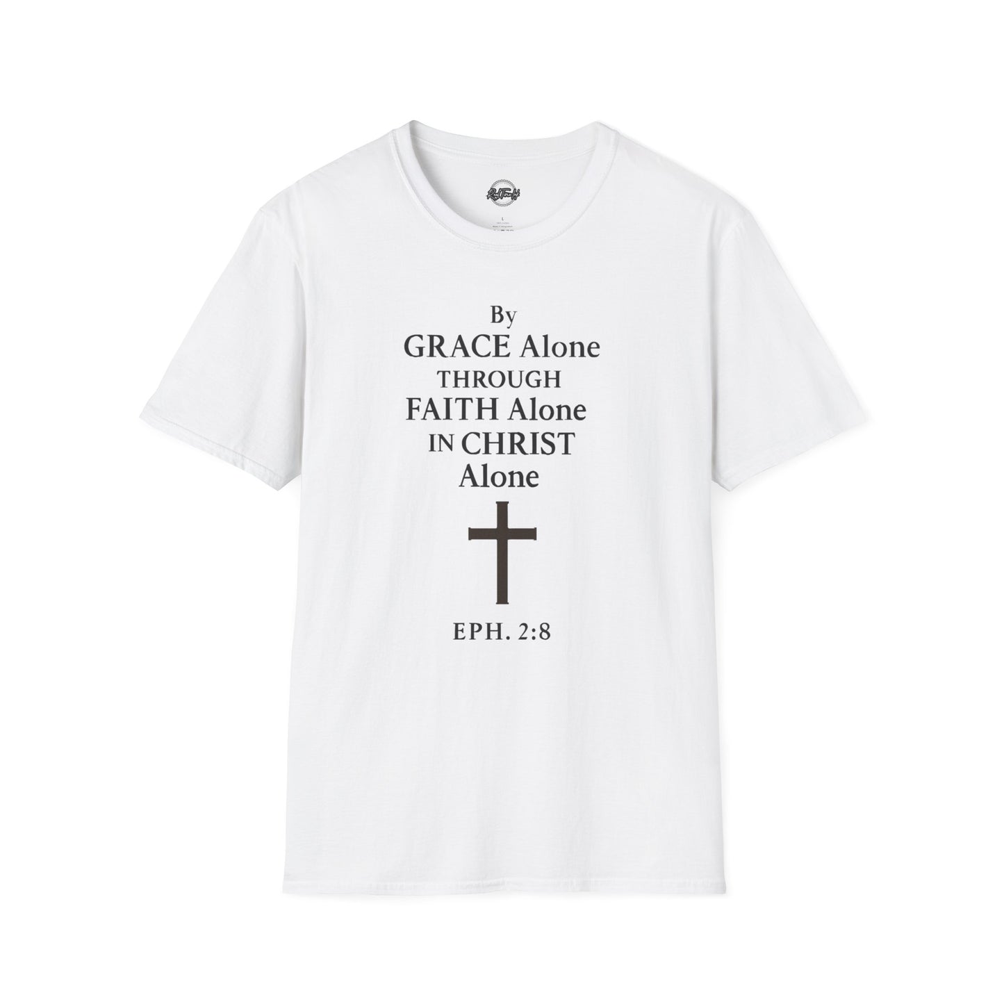 Faith-Inspired Unisex Softstyle T-Shirt - By Grace Alone Through Faith Alone in Christ Alone