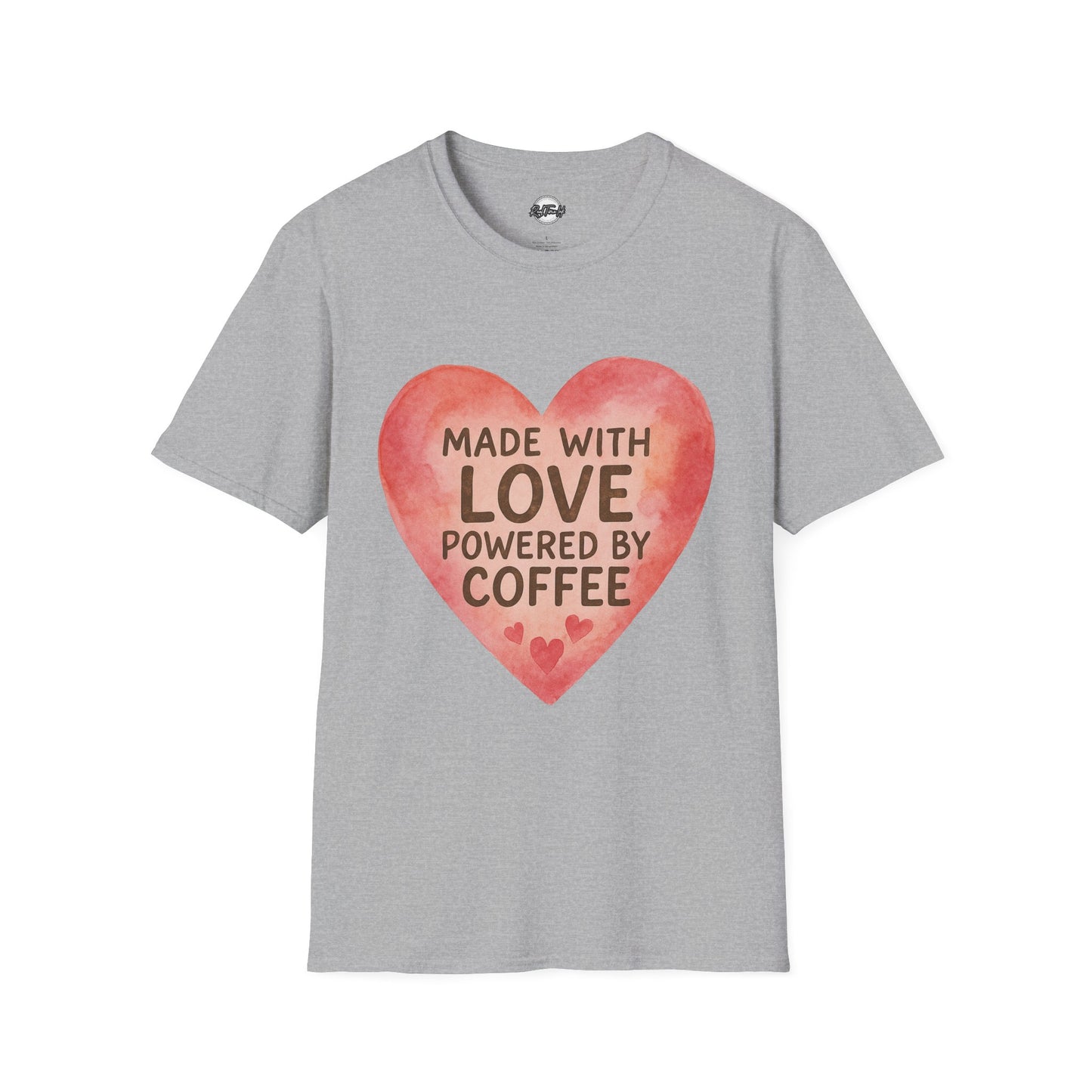 Made with Love Powered by Coffee Unisex Softstyle T-Shirt