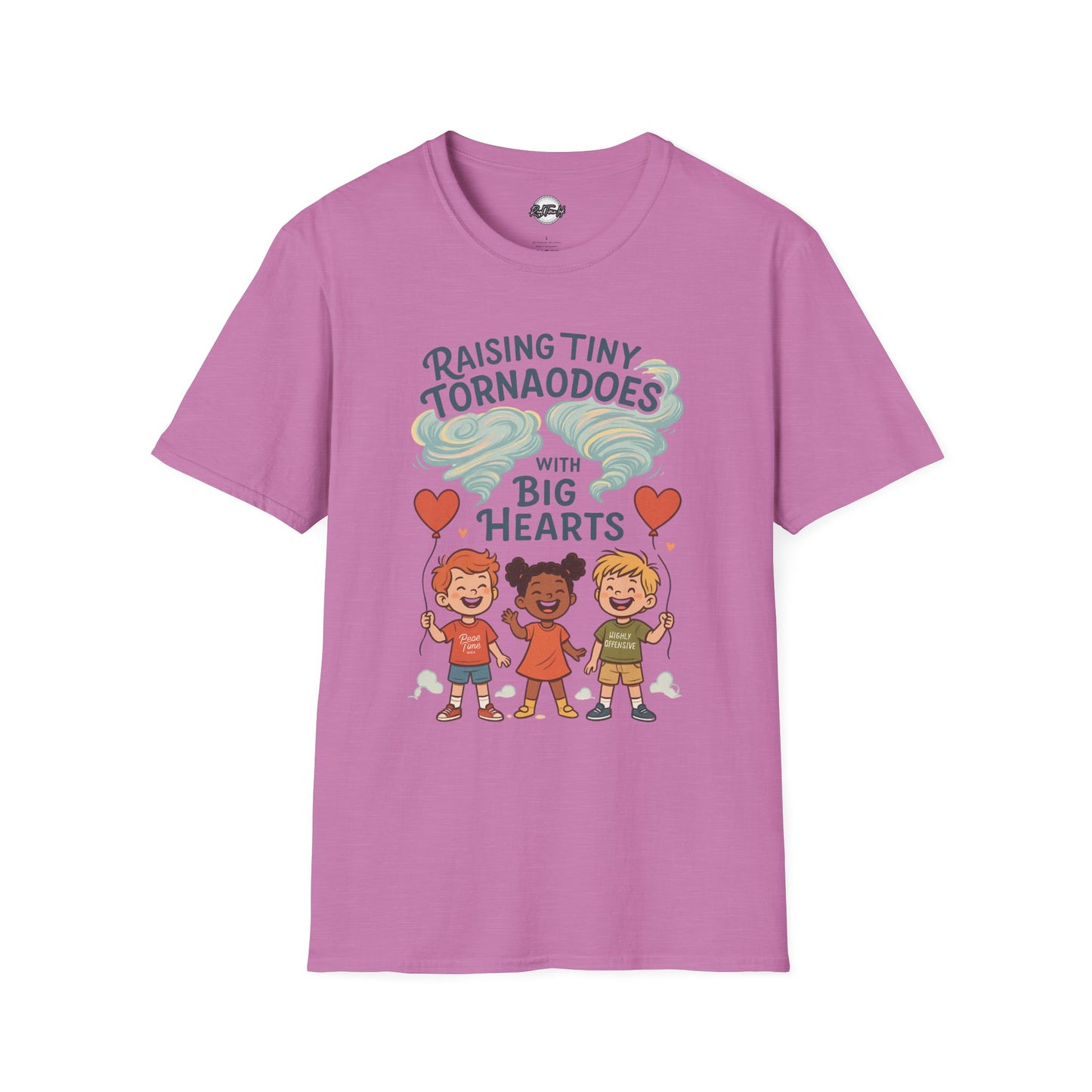 Raising Tiny Tornadoes Unisex Softstyle T-Shirt - Big Hearts Design
