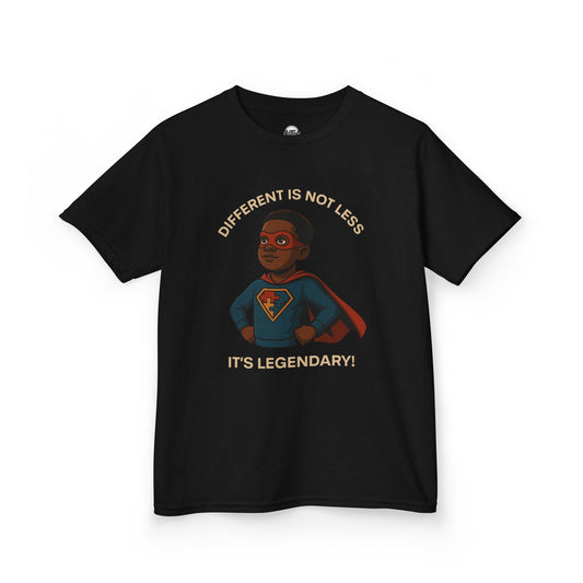 Kids Autism Superhero Tee - 'Different is Not Less, It's Legendary!'
