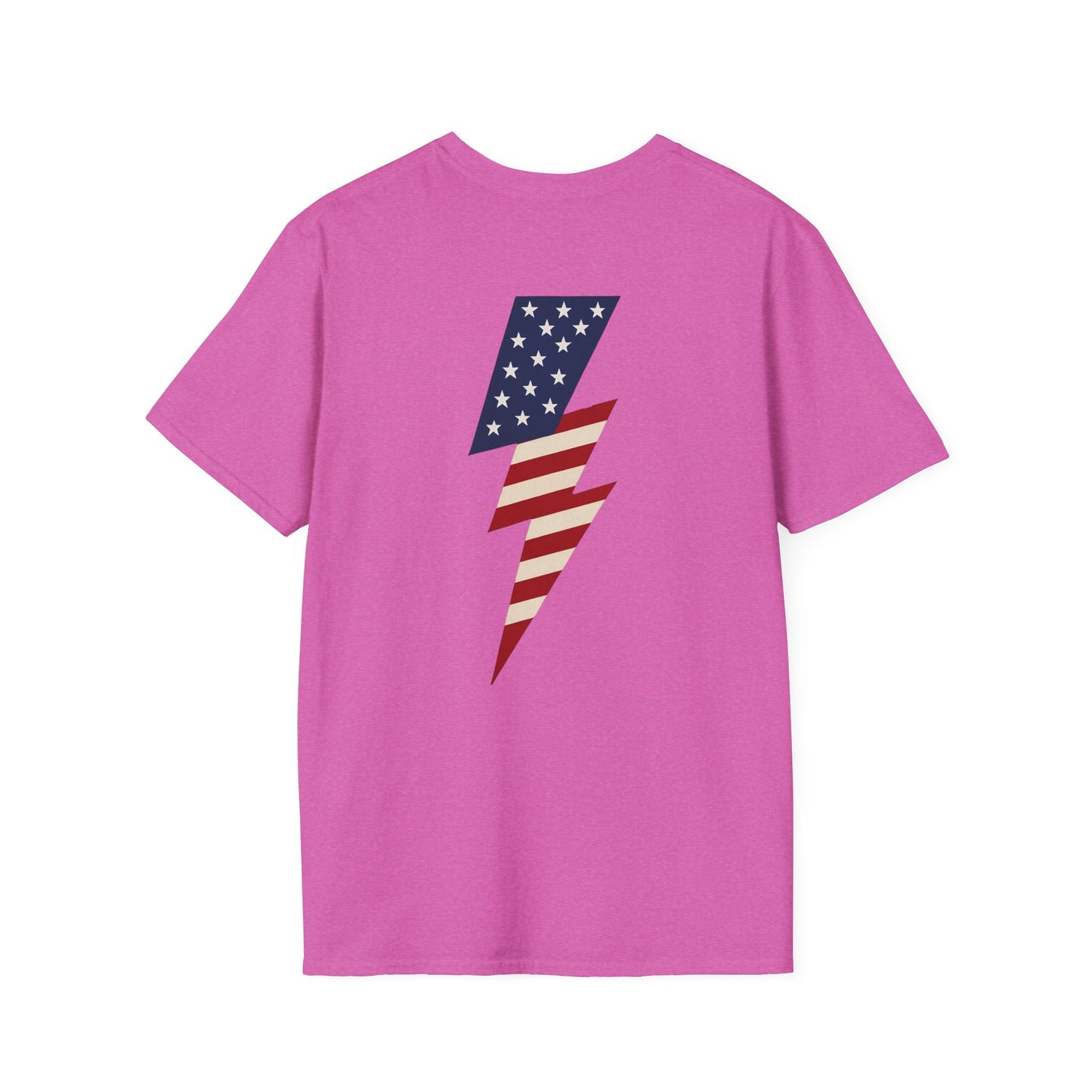 Patriotic Lightning Bolt T-Shirt, American Flag Tee, Unisex Casual Wear, Gifts for Independence Day, Fourth of July Apparel, Summer Style