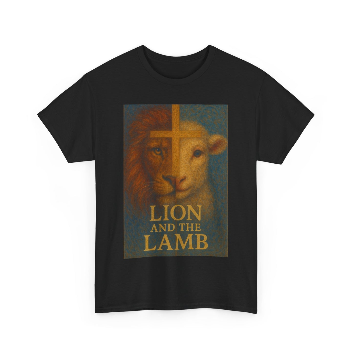 Lion and the Lamb Unisex Heavy Cotton Tee - Spiritual Symbolism Shirt for Faith and Inspiration